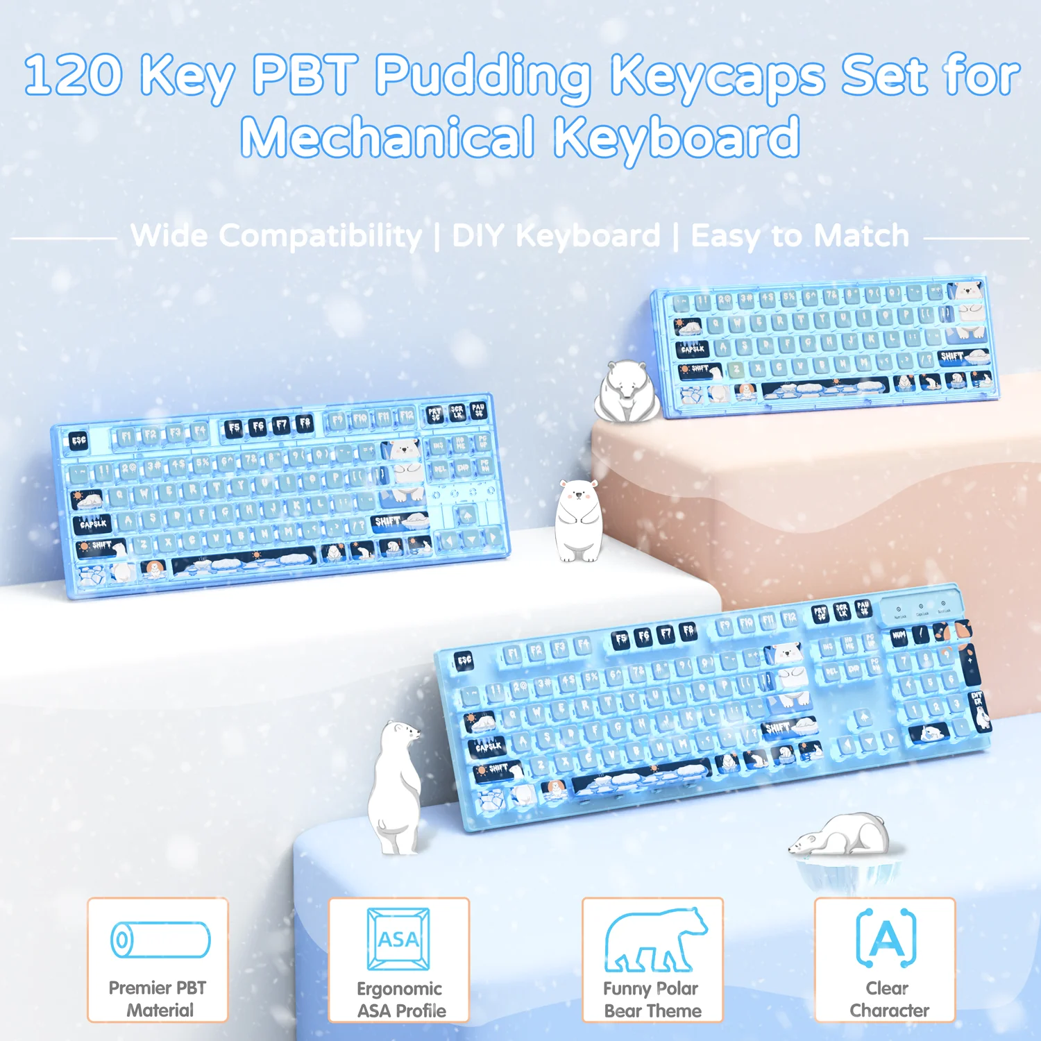 ATTACK SHARK 120 Keys PBT Dye-Sublimation Pudding Keycaps Set - Image 10