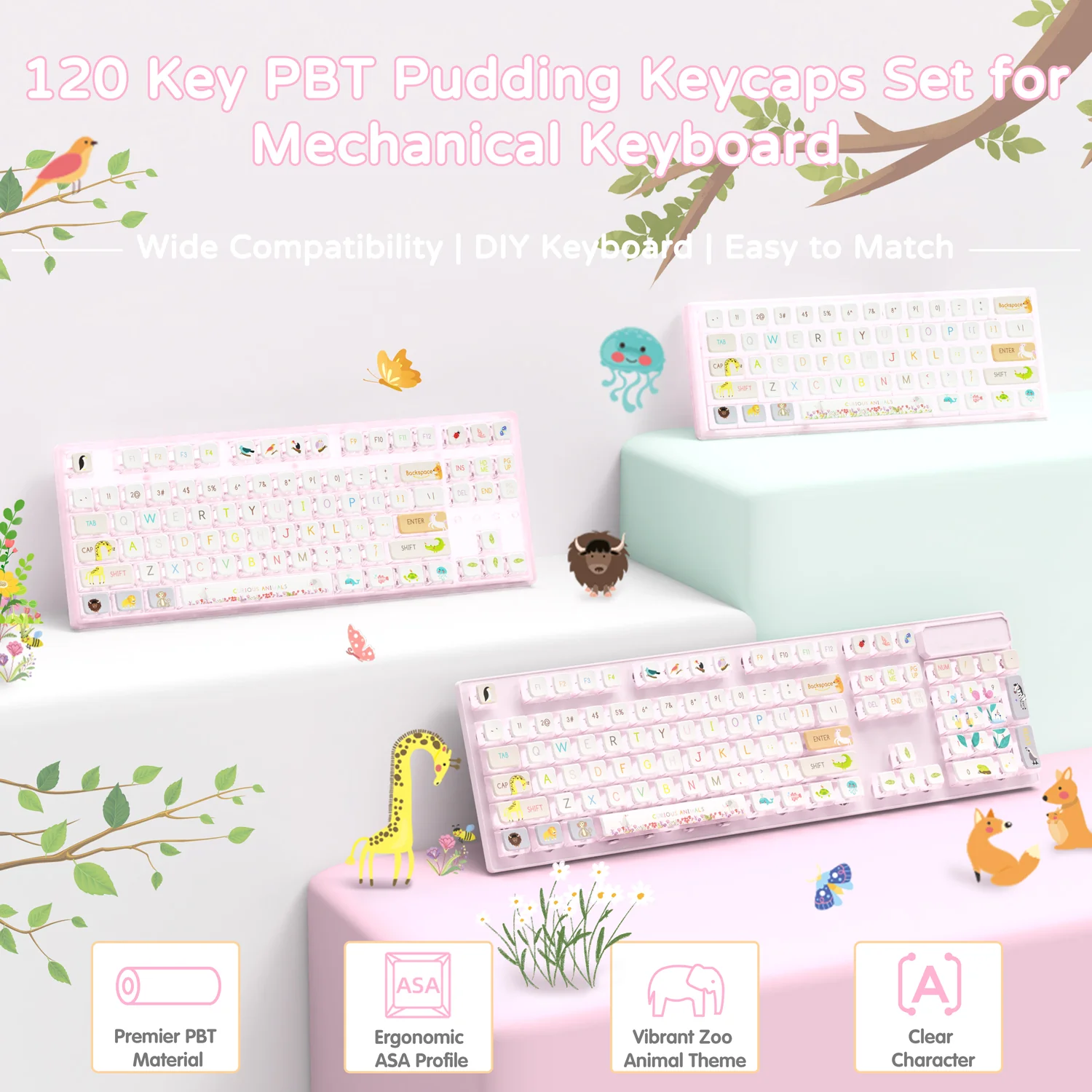 ATTACK SHARK 120 Keys PBT Dye-Sublimation Pudding Keycaps Set - Image 30