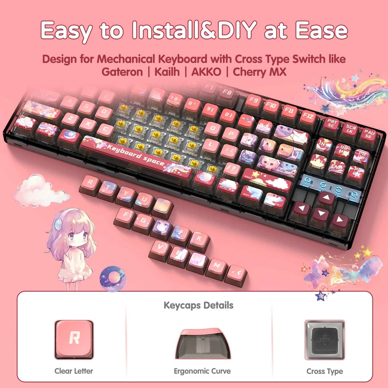ATTACK SHARK 120 Keys PBT Dye-Sublimation Pudding Keycaps Set - Image 36