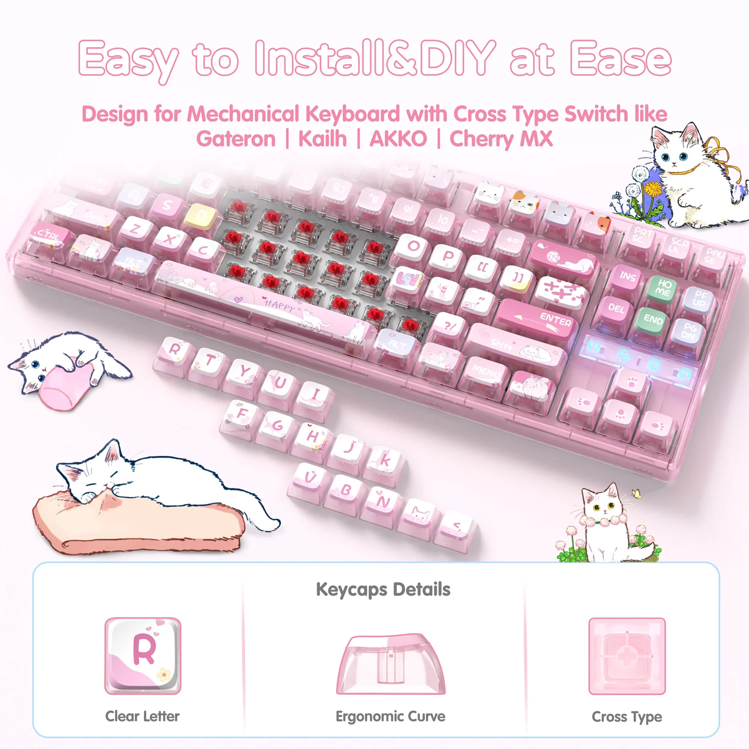 ATTACK SHARK 120 Keys PBT Dye-Sublimation Pudding Keycaps Set - Image 4