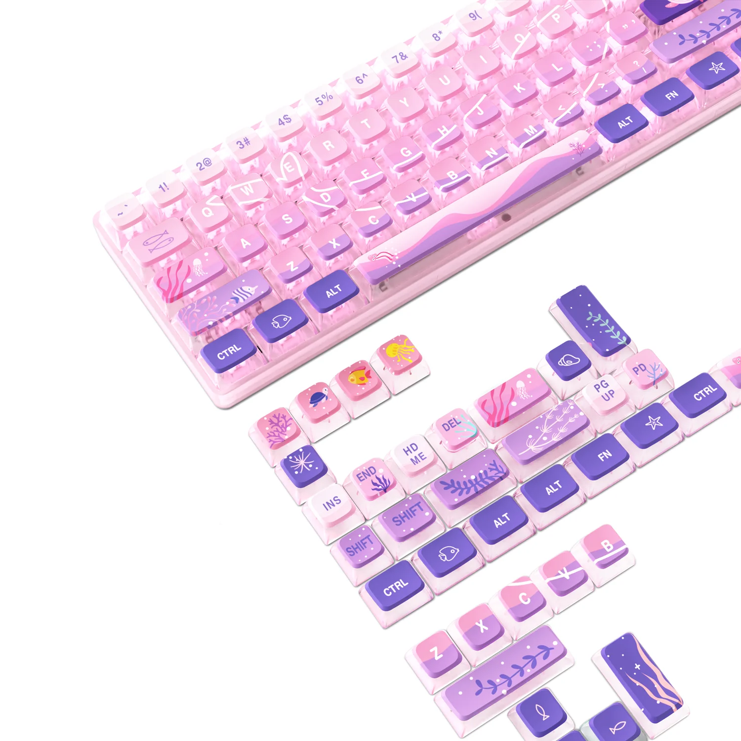 ATTACK SHARK 120 Keys PBT Dye-Sublimation Pudding Keycaps Set - Image 48