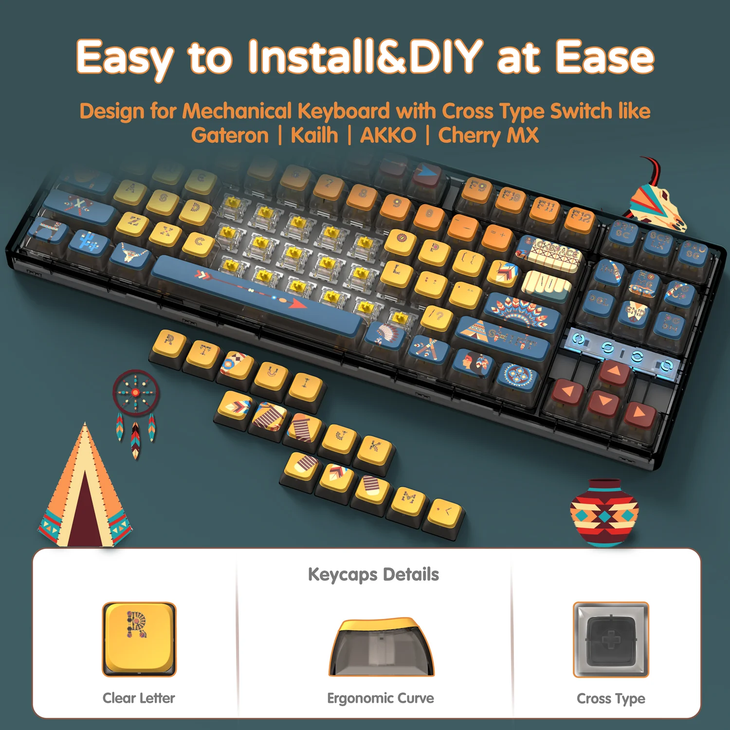 ATTACK SHARK 120 Keys PBT Dye-Sublimation Pudding Keycaps Set - Image 73
