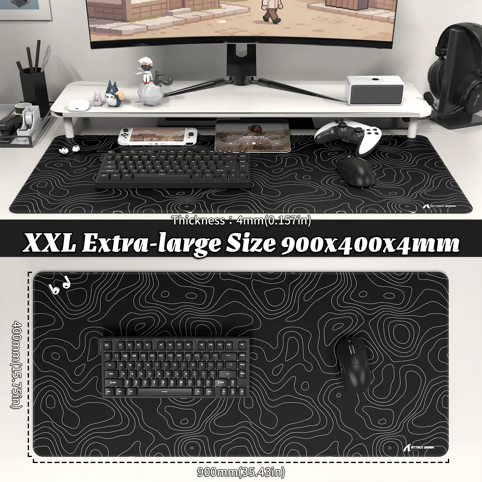 ATTACK SHARK CM02PRO eSport Gaming Mousepad (900x400x4 MM) - Image 24