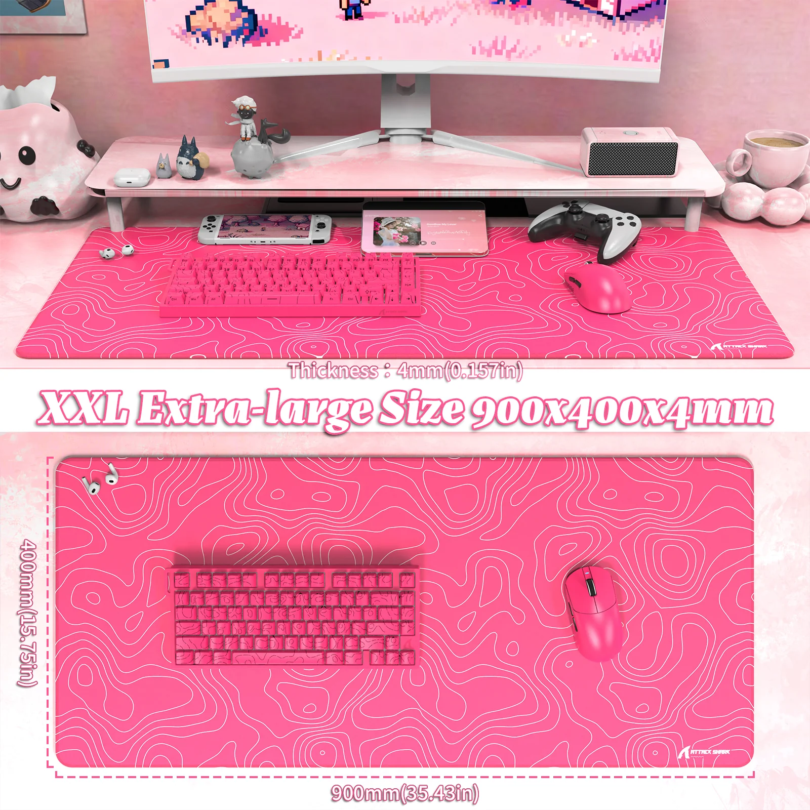 ATTACK SHARK CM02PRO eSport Gaming Mousepad (900x400x4 MM) - Image 43