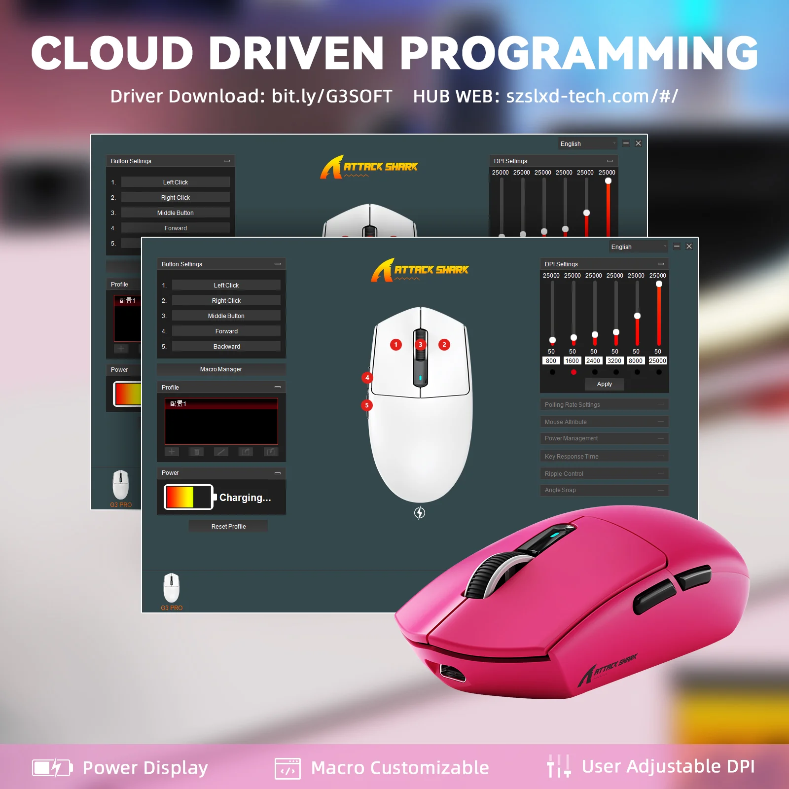 ATTACK SHARK G3PRO Tri-mode Wireless Gaming Mouse with Charge Dock 25000 DPI Ultra Lightweight - Image 22