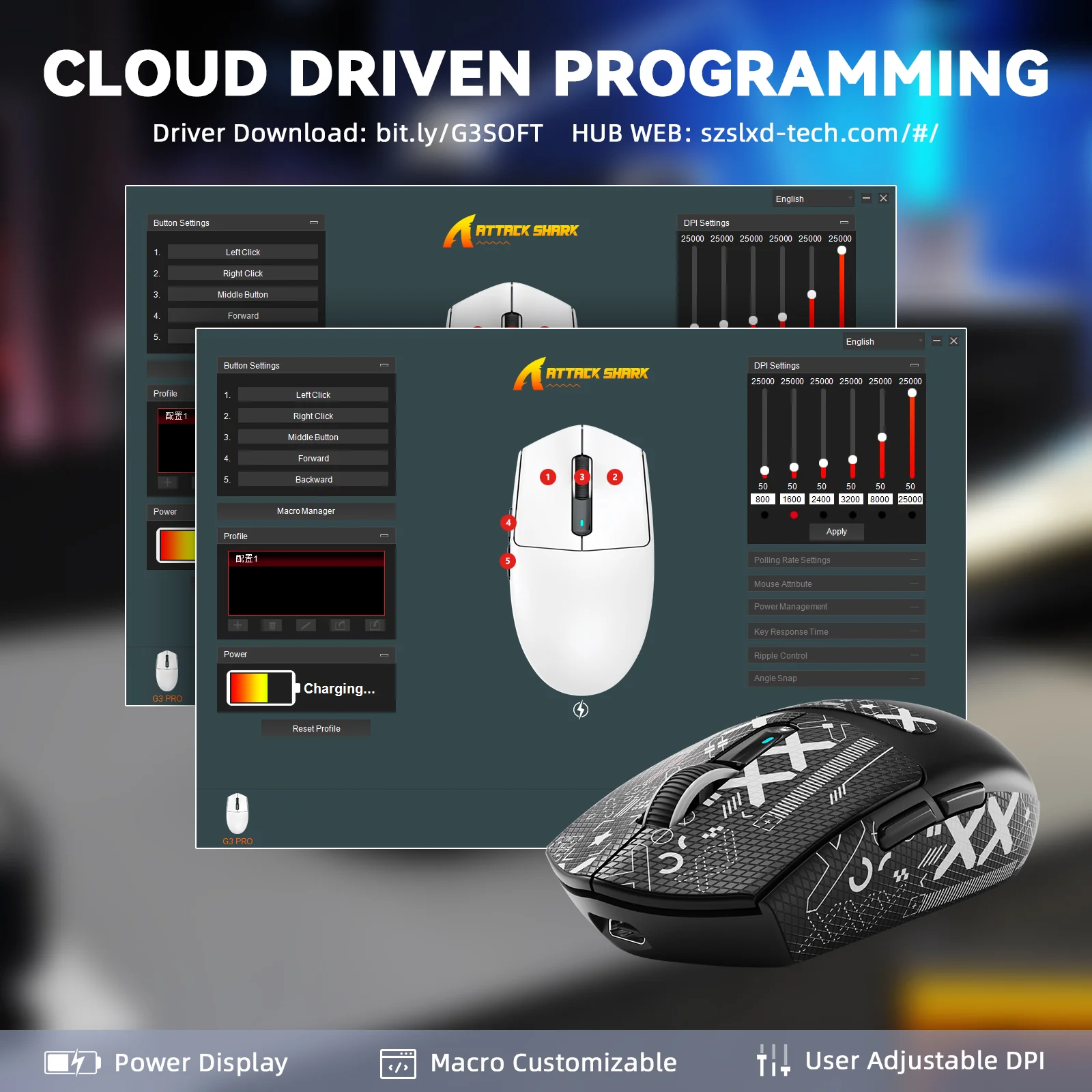 ATTACK SHARK G3PRO Tri-mode Wireless Gaming Mouse with Charge Dock 25000 DPI Ultra Lightweight - Image 46