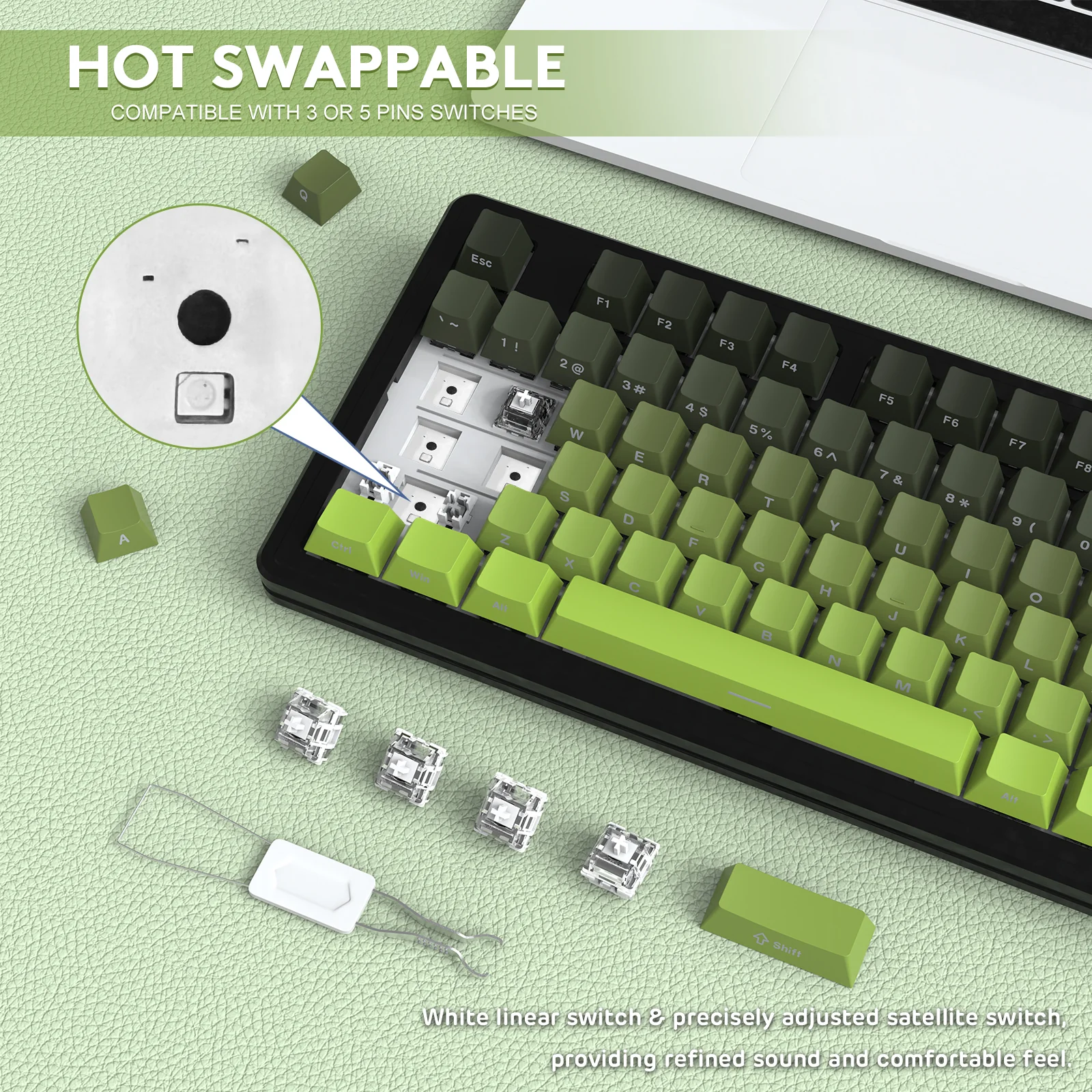 ATTACK SHARK M87PRO Wireless Mechanical Keyboard with Side Printed PBT Keycaps - Image 23