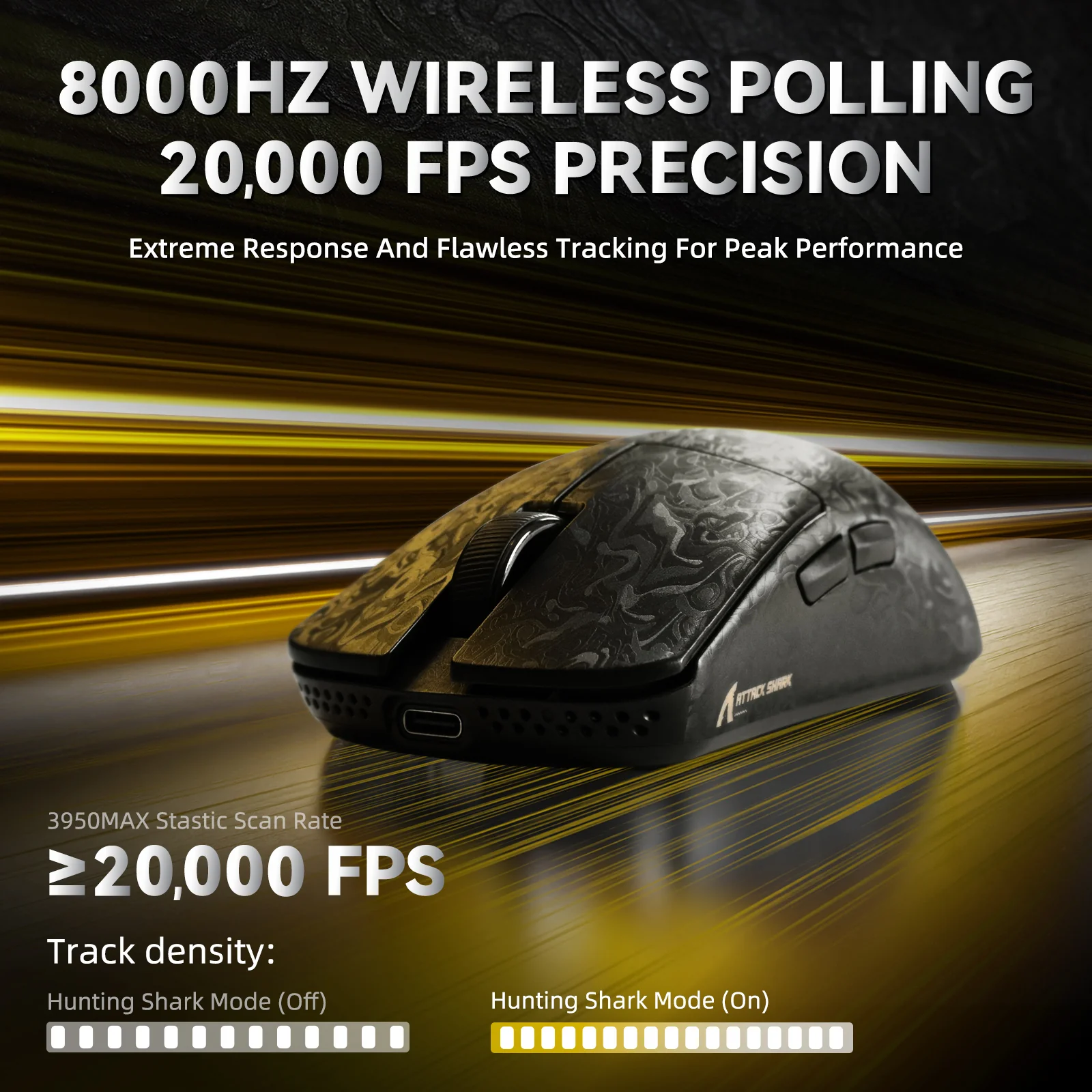 ATTACK SHARK R11 ULTRA Carbon Fiber Wireless 8K PAW3950MAX Gaming Mouse with C06 Ultra LED Cable - Image 6