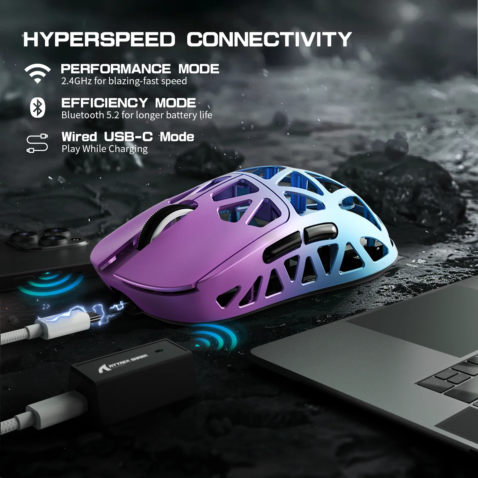 ATTACK SHARK R2 Magnesium Alloy PAW3950 Gaming Mouse 8K (Not Include the Charging Dock) - Image 16