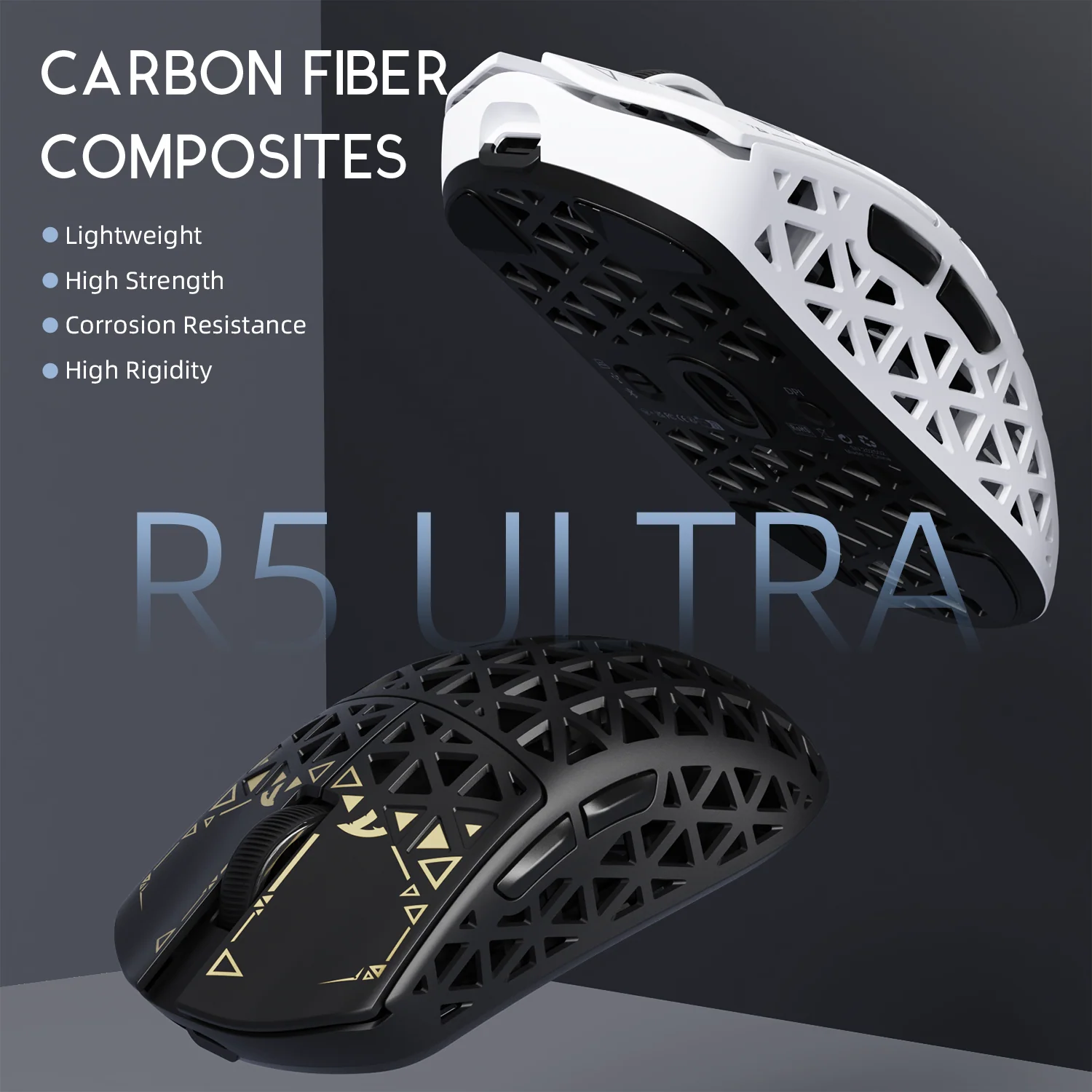 ATTACK SHARK R5 ULTRA Carbon Fiber Wireless 8K PAW3950MAX Gaming Mouse with 8K Coiled Cable - Image 13