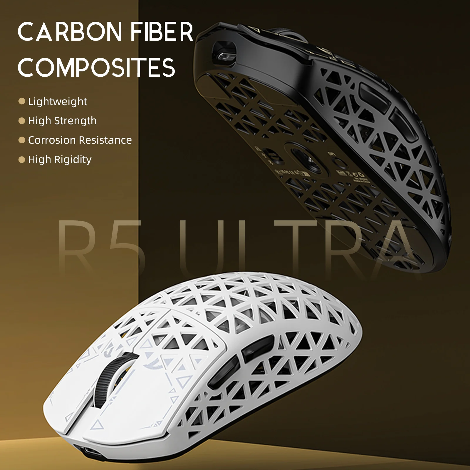 ATTACK SHARK R5 ULTRA Carbon Fiber Wireless 8K PAW3950MAX Gaming Mouse with 8K Coiled Cable - Image 3