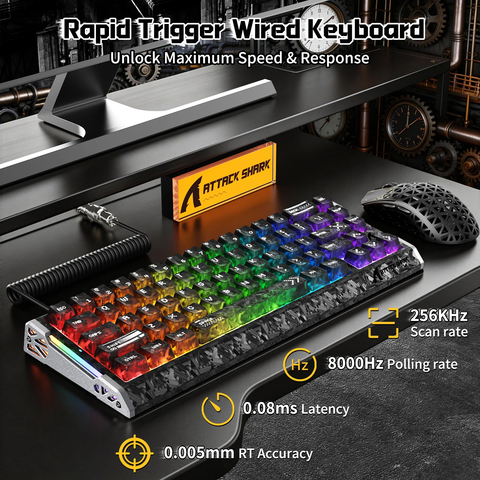 ATTACK SHARK R68 HE & R5 ULTRA Carbon Fiber Gaming Bundle With C01 ULTRA Coiled Cable - Image 3