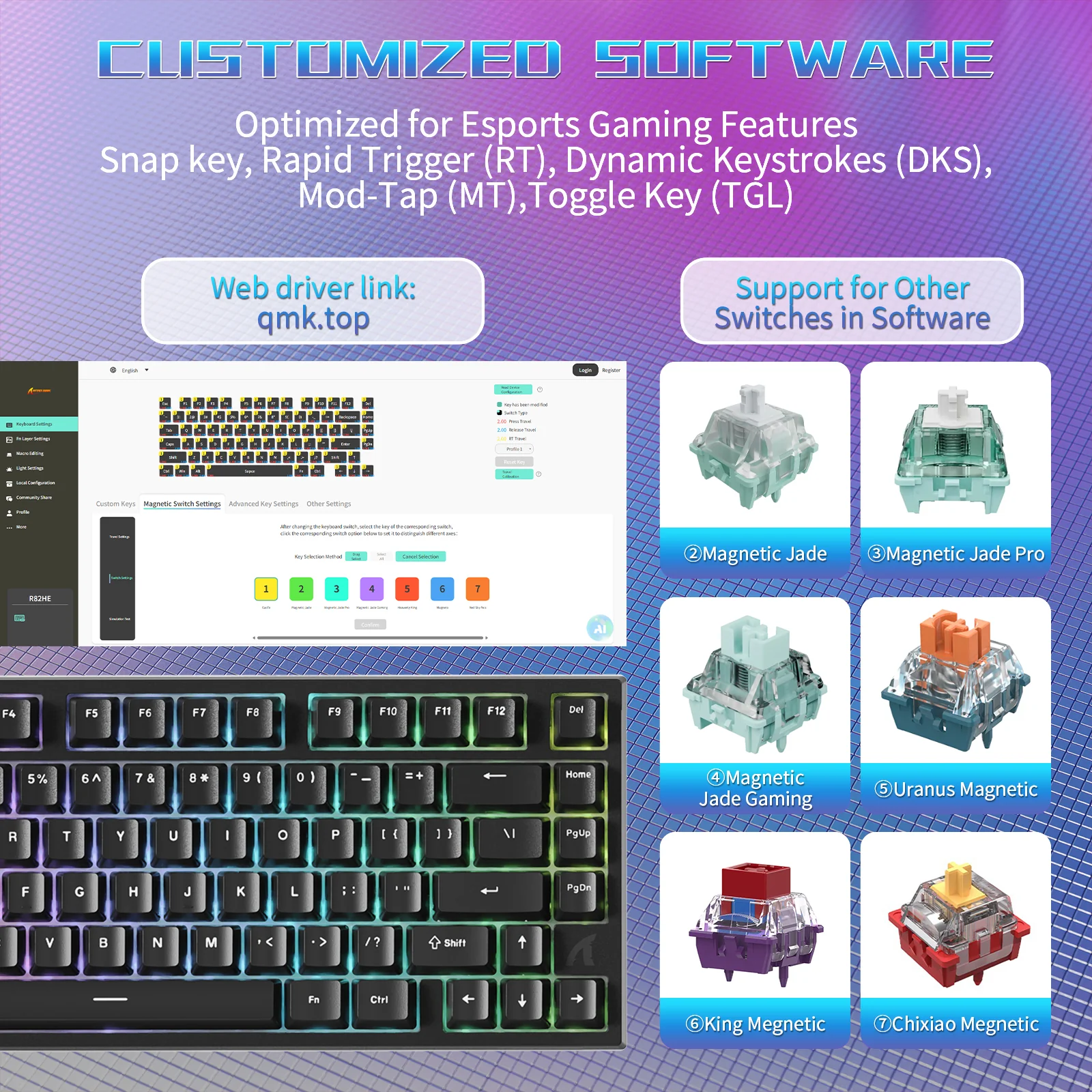 ATTACK SHARK R82 HE Wired 75% Gaming Keyboard with C01ULTRA LED Cable - Image 18