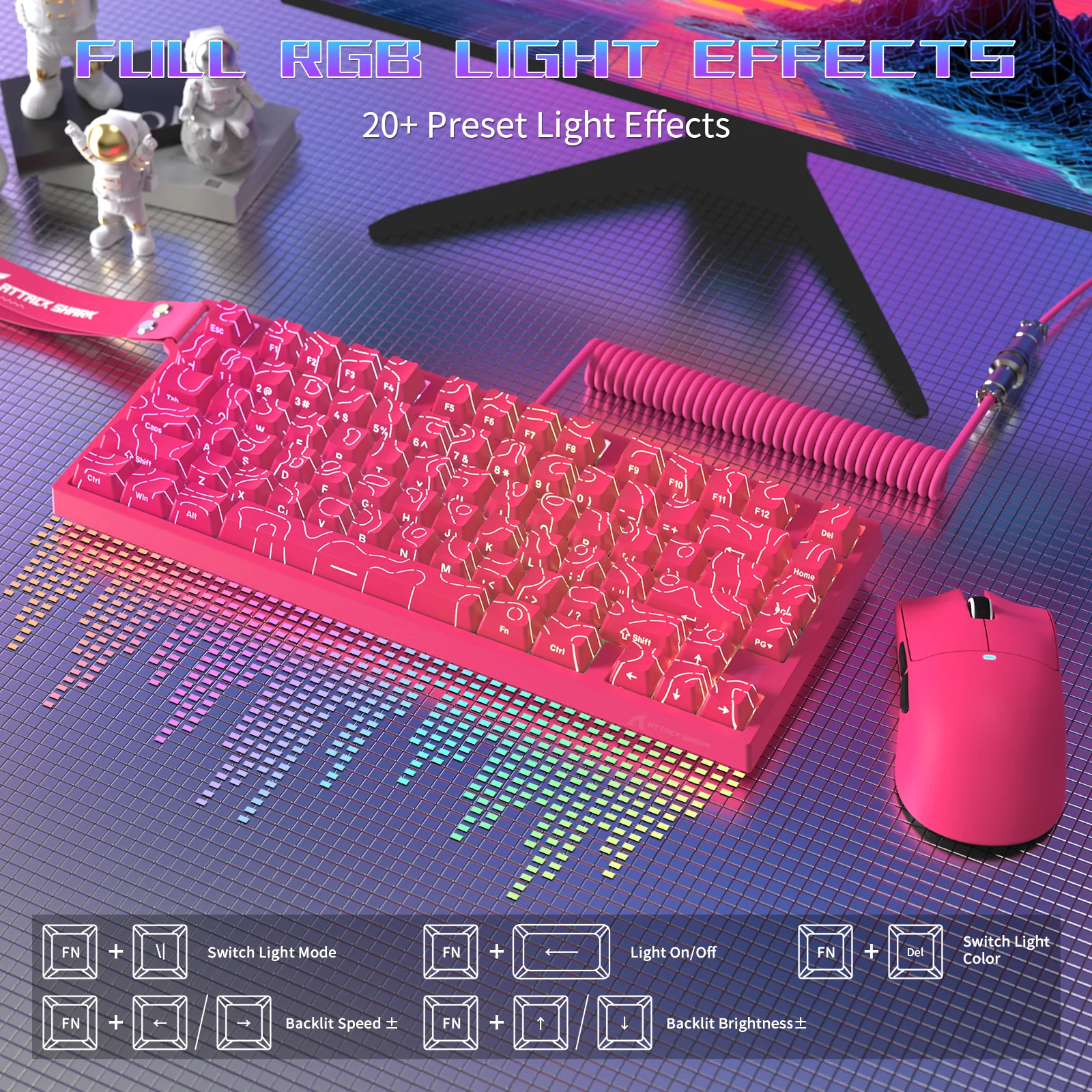 ATTACK SHARK R82 HE Wired 75% Gaming Keyboard with C01ULTRA LED Cable - Image 25