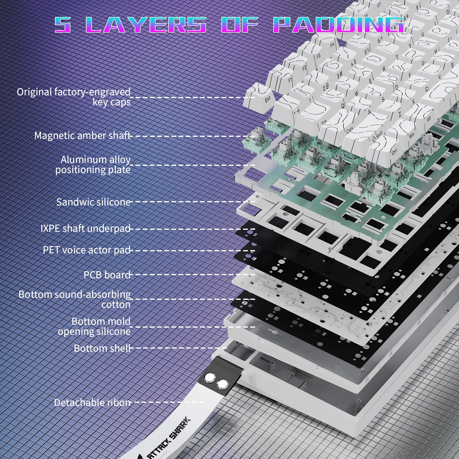 ATTACK SHARK R82 HE Wired 75% Gaming Keyboard with C01ULTRA LED Cable - Image 4