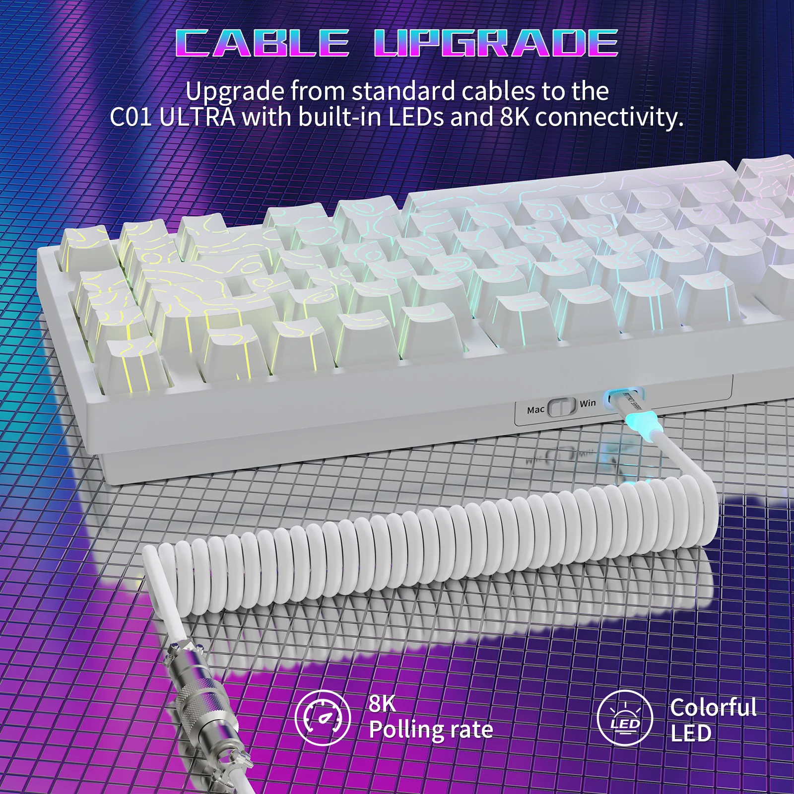 ATTACK SHARK R82 HE Wired 75% Gaming Keyboard with C01ULTRA LED Cable - Image 5