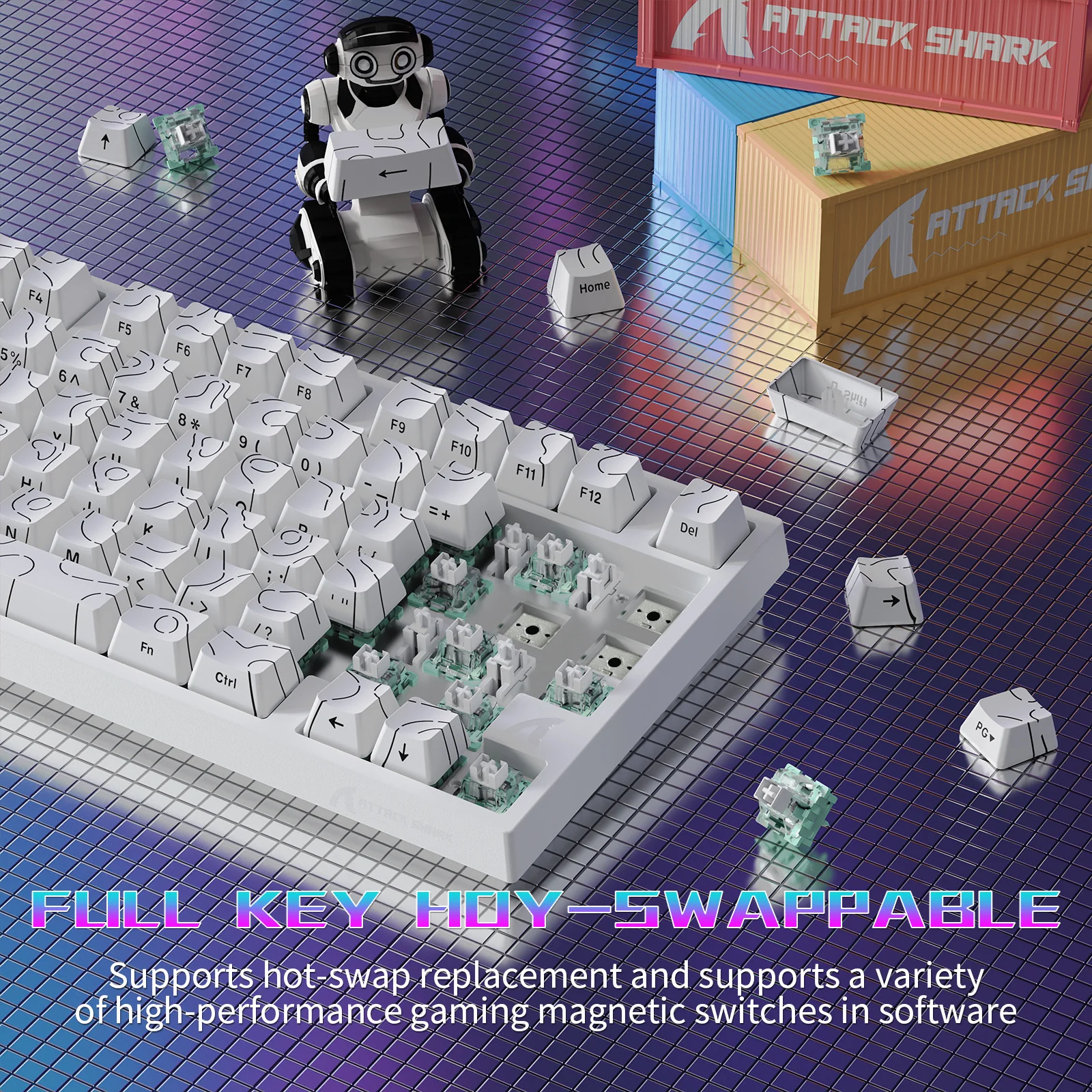 ATTACK SHARK R82 HE Wired 75% Gaming Keyboard with C01ULTRA LED Cable - Image 7