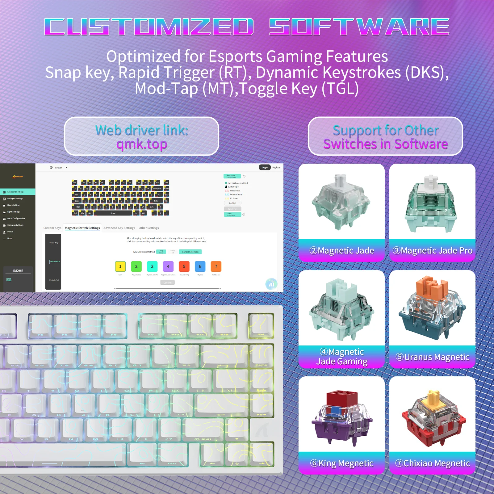 ATTACK SHARK R82 HE Wired 75% Gaming Keyboard with C01ULTRA LED Cable - Image 8
