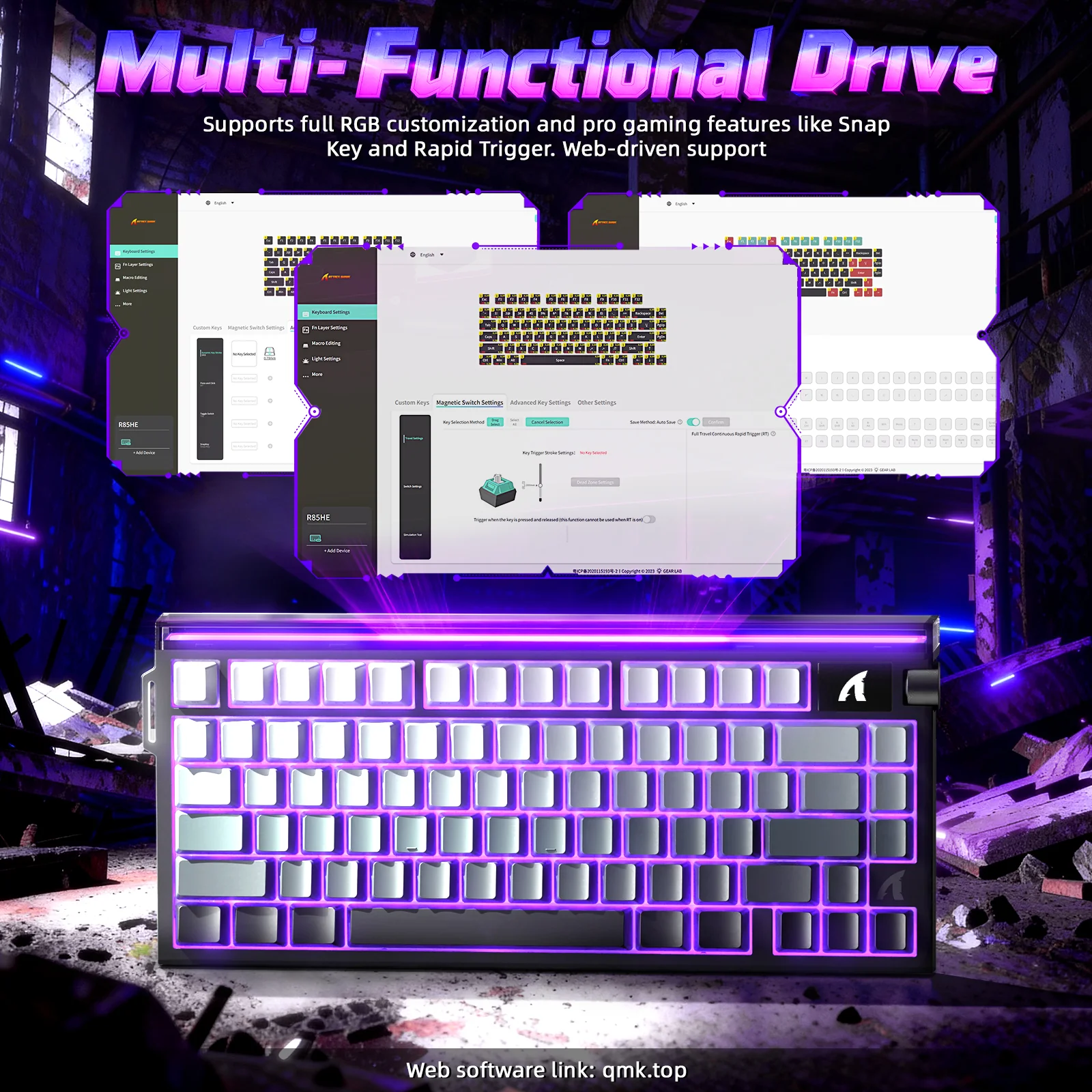 ATTACK SHARK R85 HE Rapid Trigger Keyboard with C01ULTRA LED Cable - Image 15