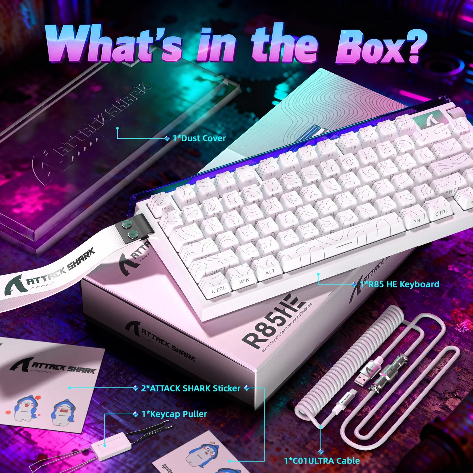 ATTACK SHARK R85 HE Rapid Trigger Keyboard with C01ULTRA LED Cable - Image 23