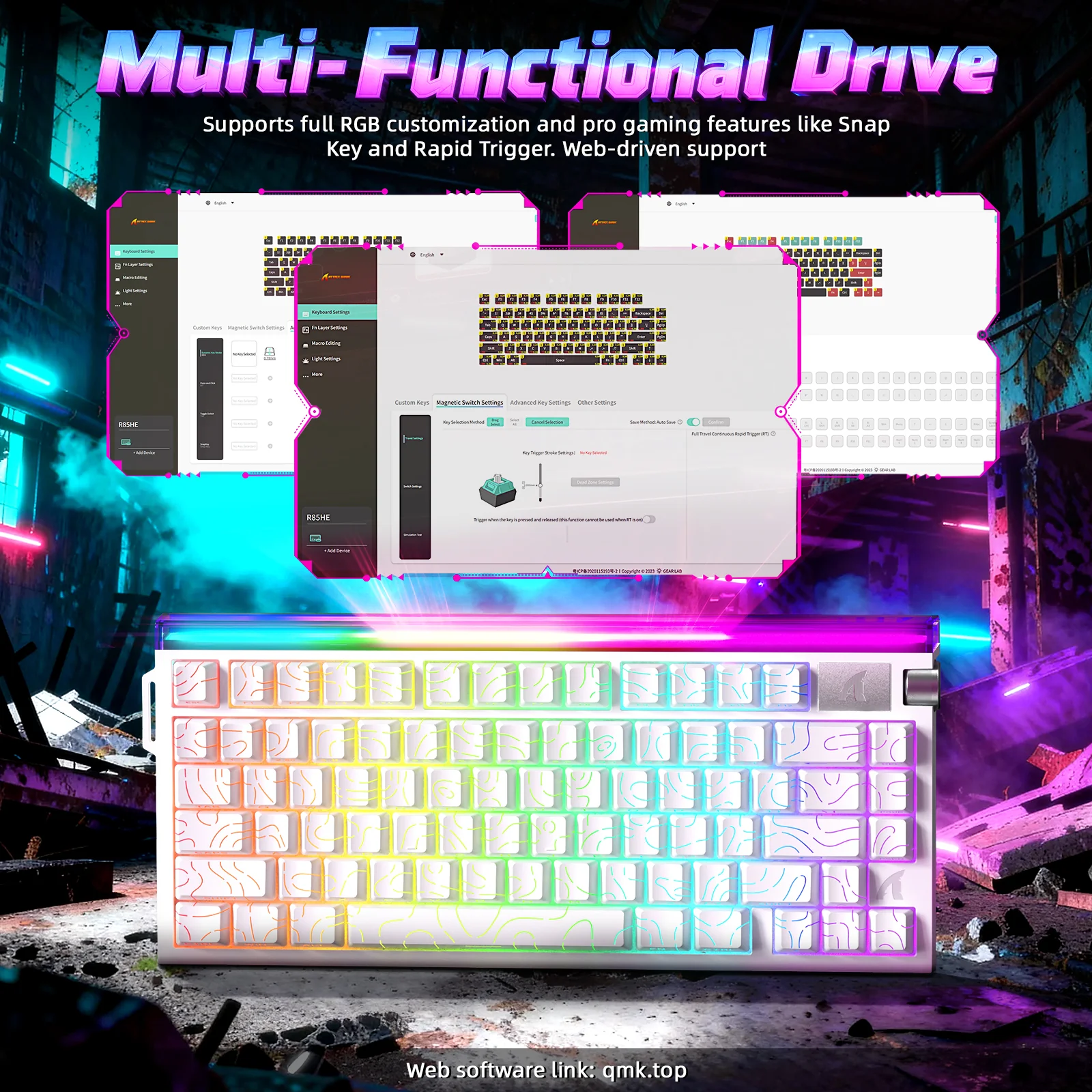 ATTACK SHARK R85 HE Rapid Trigger Keyboard with C01ULTRA LED Cable - Image 24