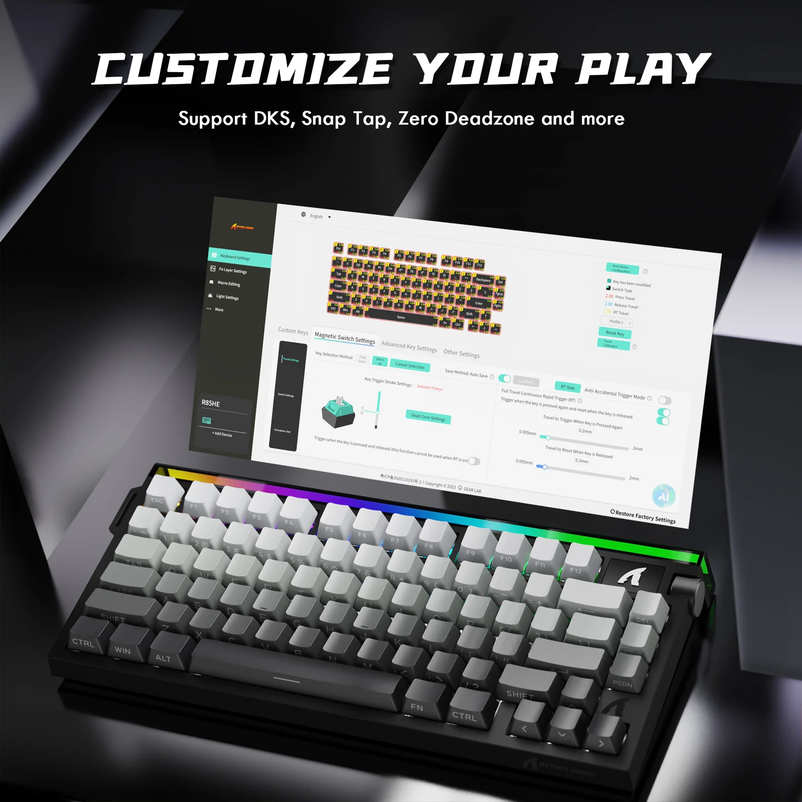 ATTACK SHARK R85 HE Rapid Trigger Keyboard Magnetic Switch with Custom Lightbox - Image 19