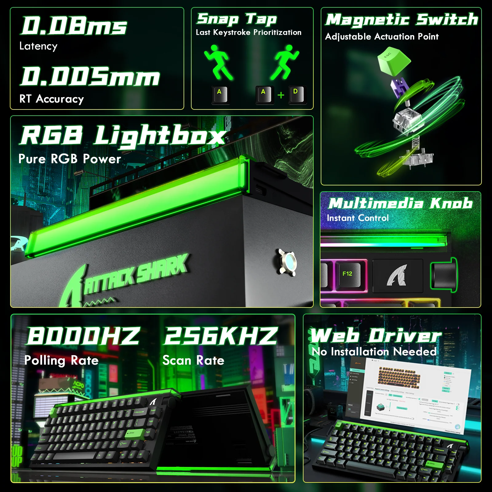 ATTACK SHARK R85 HE Rapid Trigger Keyboard Magnetic Switch with Custom Lightbox - Image 3