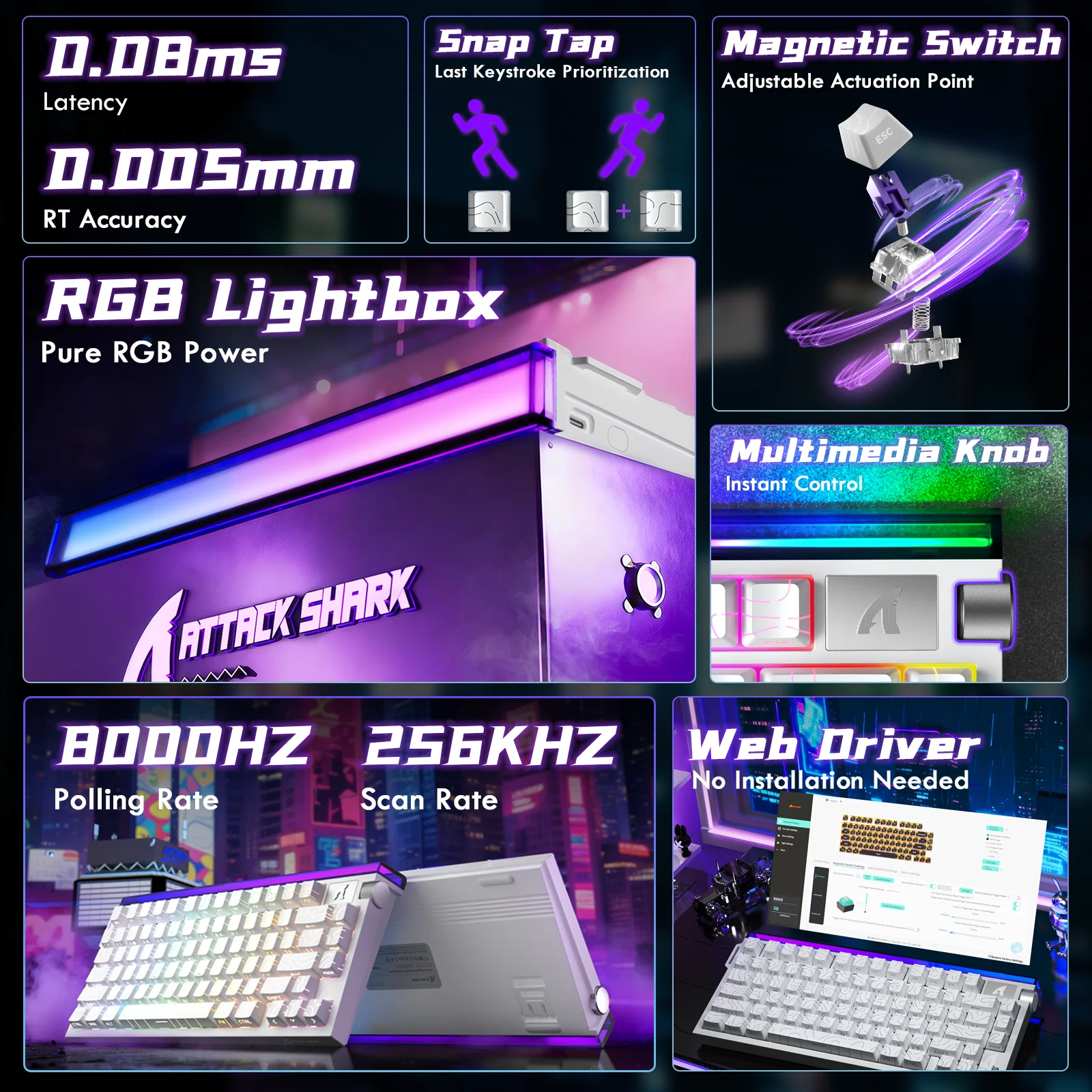 ATTACK SHARK R85 HE Rapid Trigger Keyboard Magnetic Switch with Custom Lightbox - Image 33