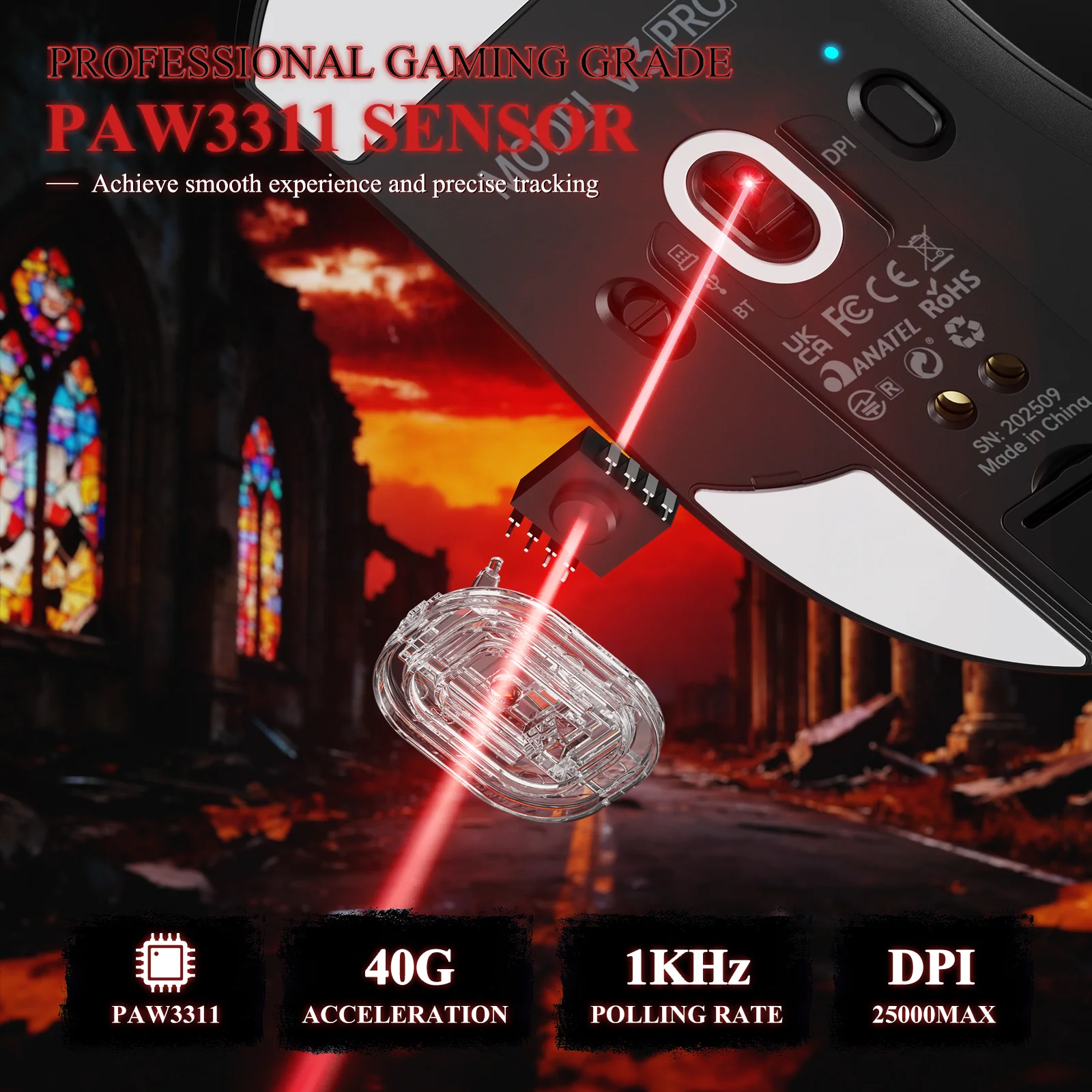ATTACK SHARK V3PRO Ultra-Light Tri-Mode Gaming Mouse with Charging Dock - Image 12