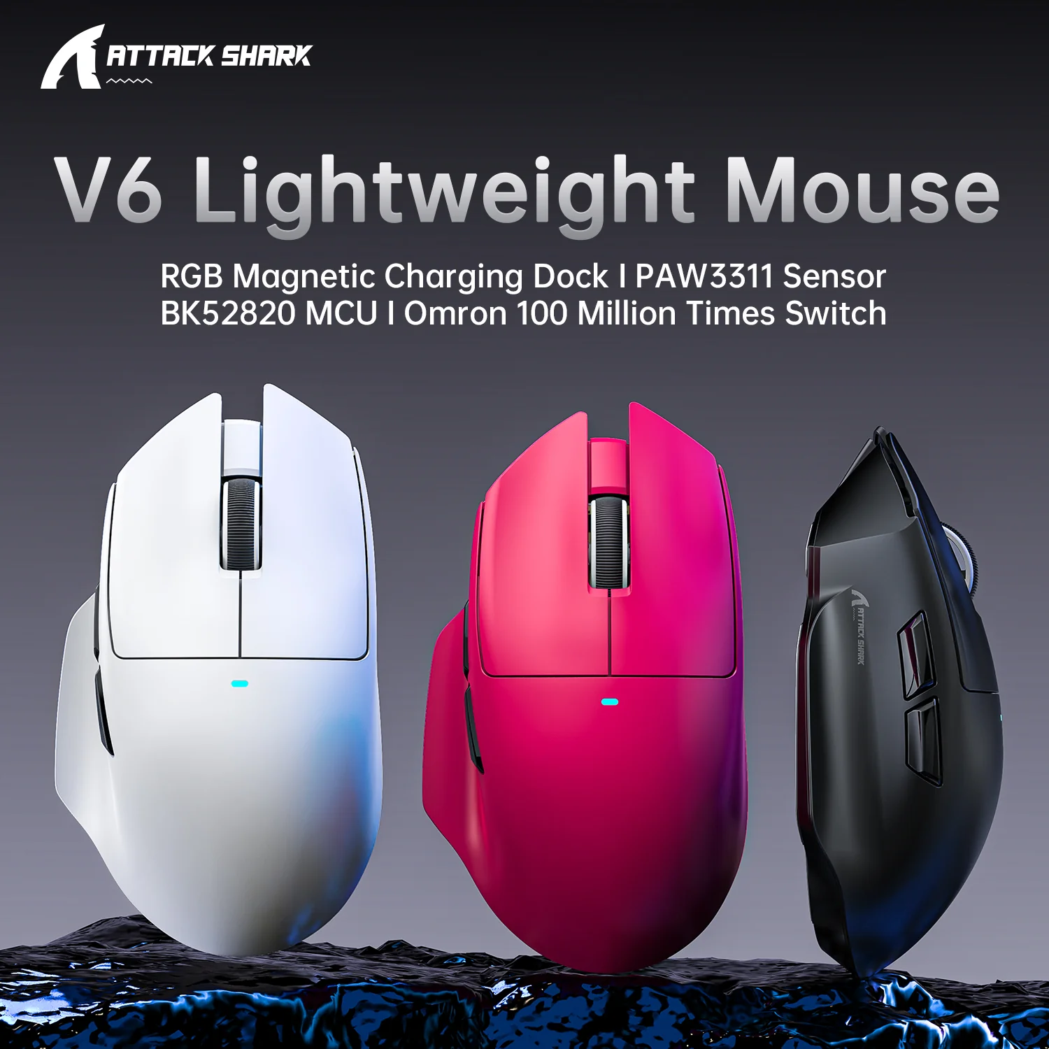 ATTACK SHARK V6 Ultra-Light Tri-Mode Gaming Mouse - Image 3