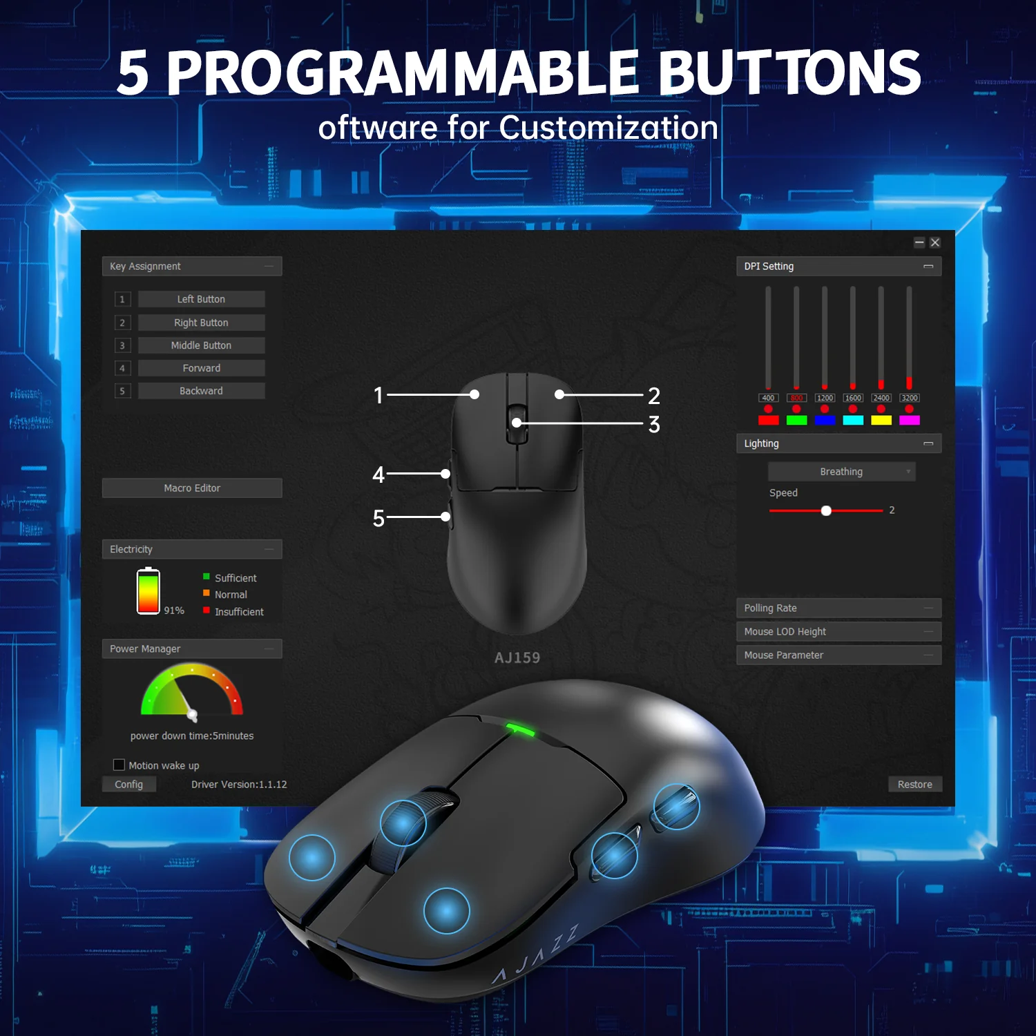 ATTACK SHARK x AJ159P Tri-mode Gaming Mouse with with Magnetic Charging Dock - Image 18