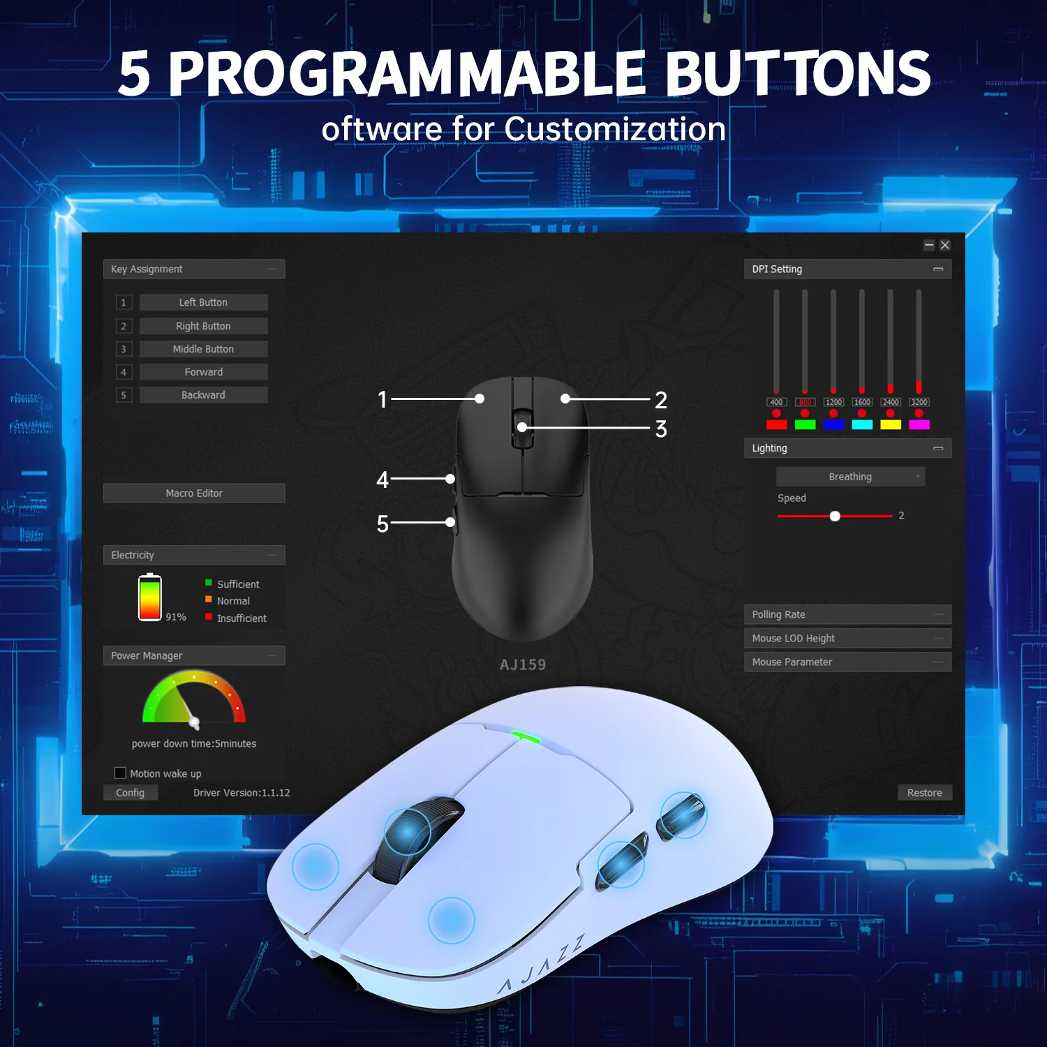 ATTACK SHARK x AJ159P Tri-mode Gaming Mouse with with Magnetic Charging Dock - Image 27