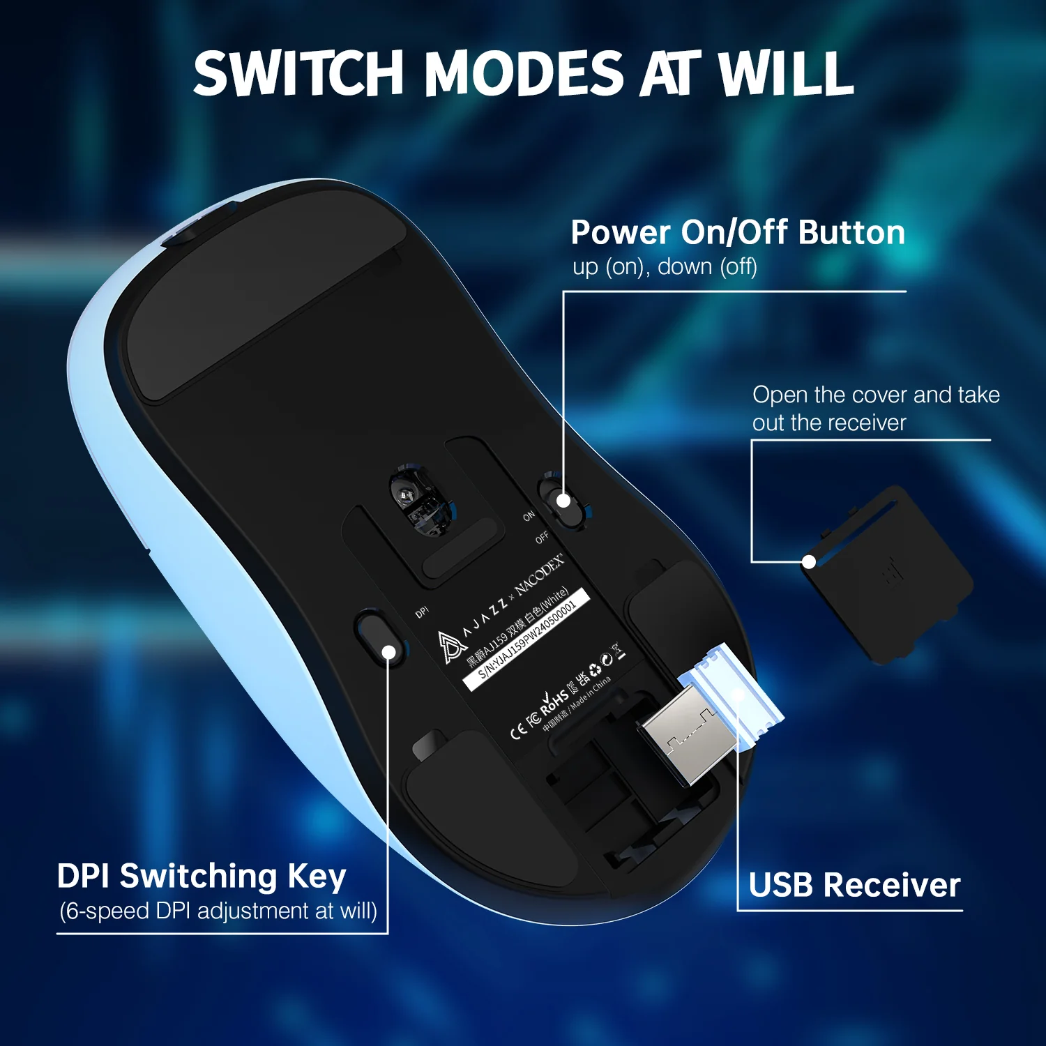 ATTACK SHARK x AJ159P Tri-mode Gaming Mouse with with Magnetic Charging Dock - Image 29
