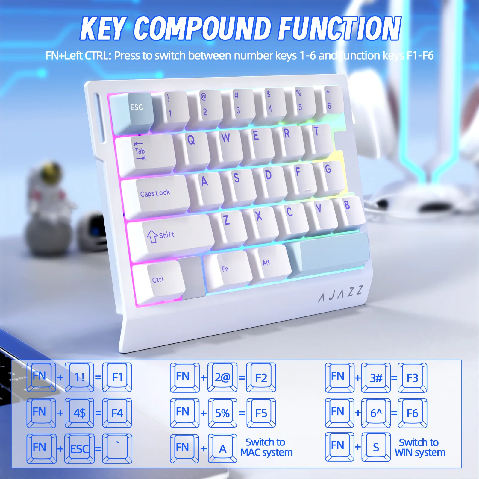 ATTACK SHARK X AJAZZ AK029 Wired One-Handed Gaming Keyboard - Image 9