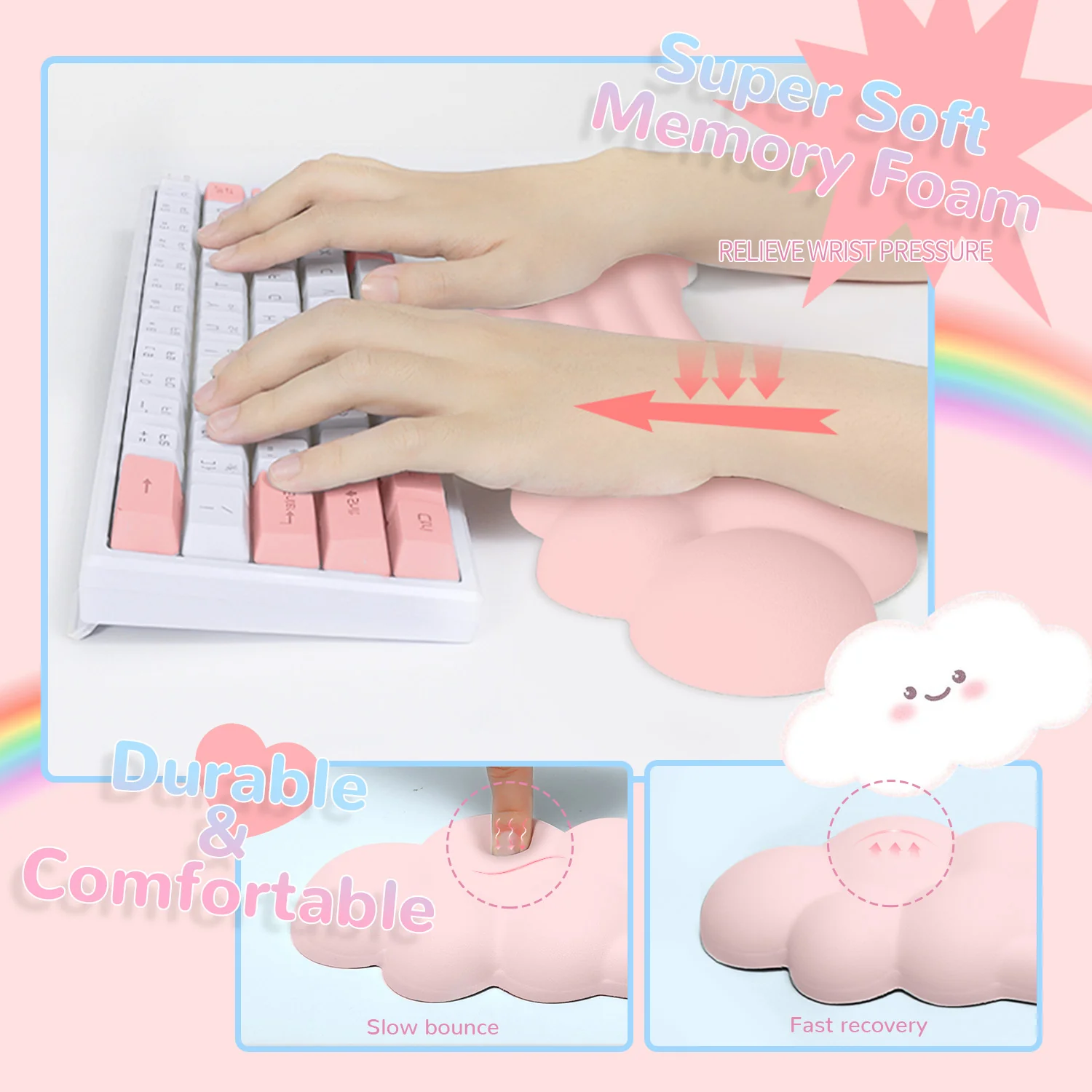 ATTACK SHARK X MAMBASNAKE Rainbow Cloud Keyboard Wrist Rest - Image 21