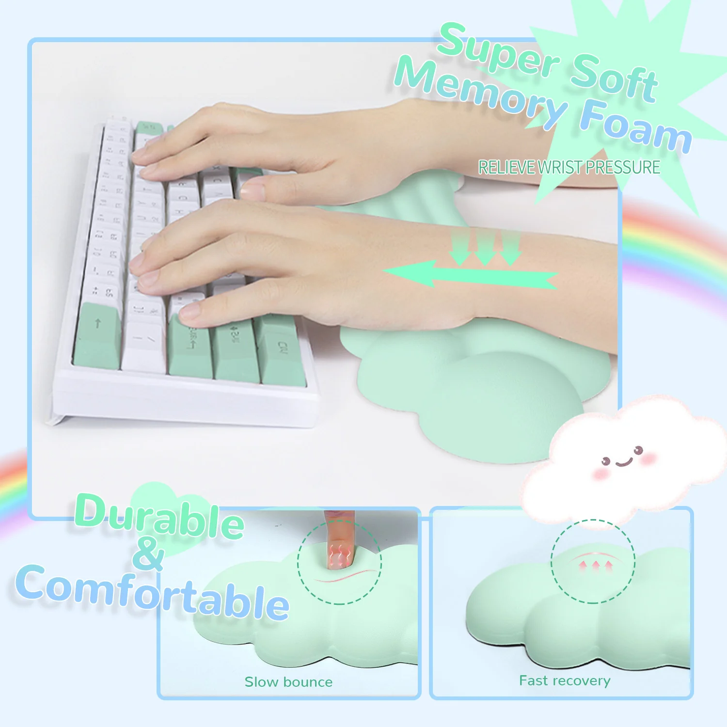 ATTACK SHARK X MAMBASNAKE Rainbow Cloud Keyboard Wrist Rest - Image 29