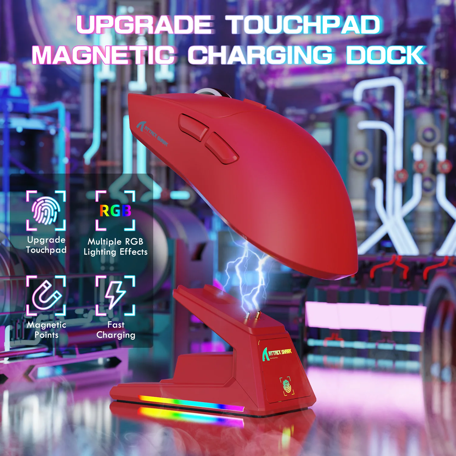 ATTACK SHARK X1 Tri-mode Gaming Mouse With Touchpad RGB Charging Dock PAW3395PRO Sensor - Image 21