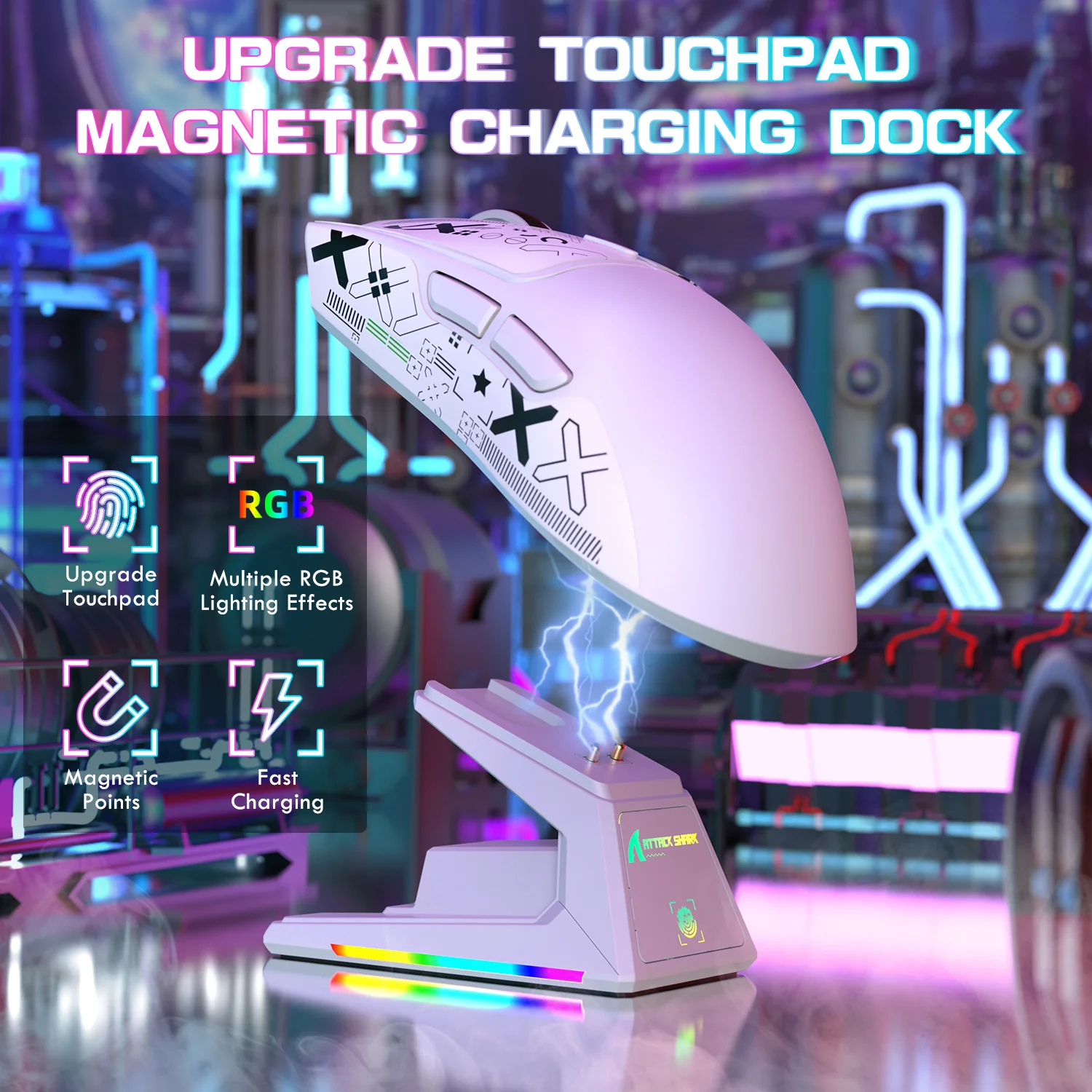 ATTACK SHARK X1 Tri-mode Gaming Mouse With Touchpad RGB Charging Dock PAW3395PRO Sensor - Image 30