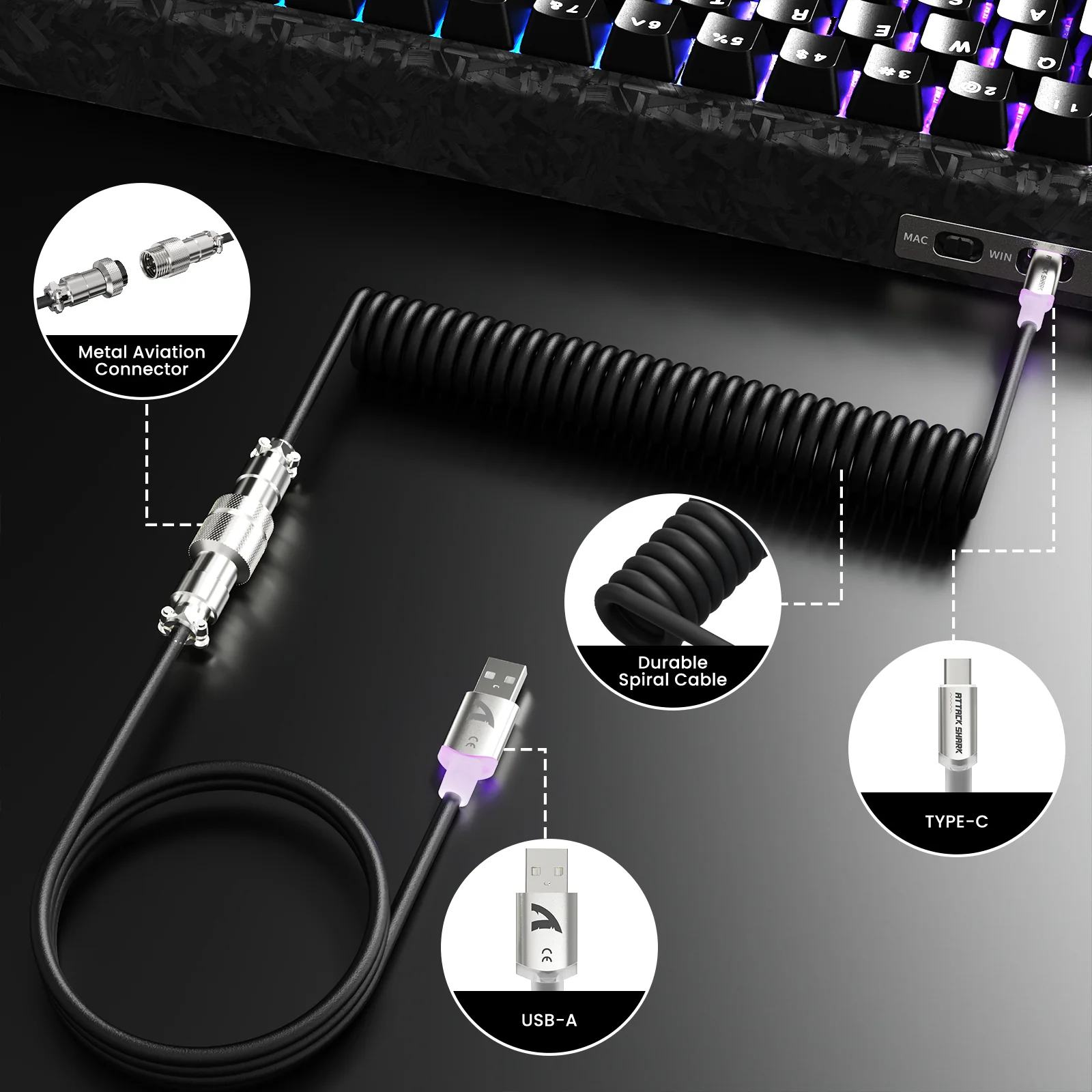 ATTACK SHARK R68 HE & X11 ULTRA Carbon Fiber Gaming Bundle With C01 ULTRA Coiled Cable - Image 24