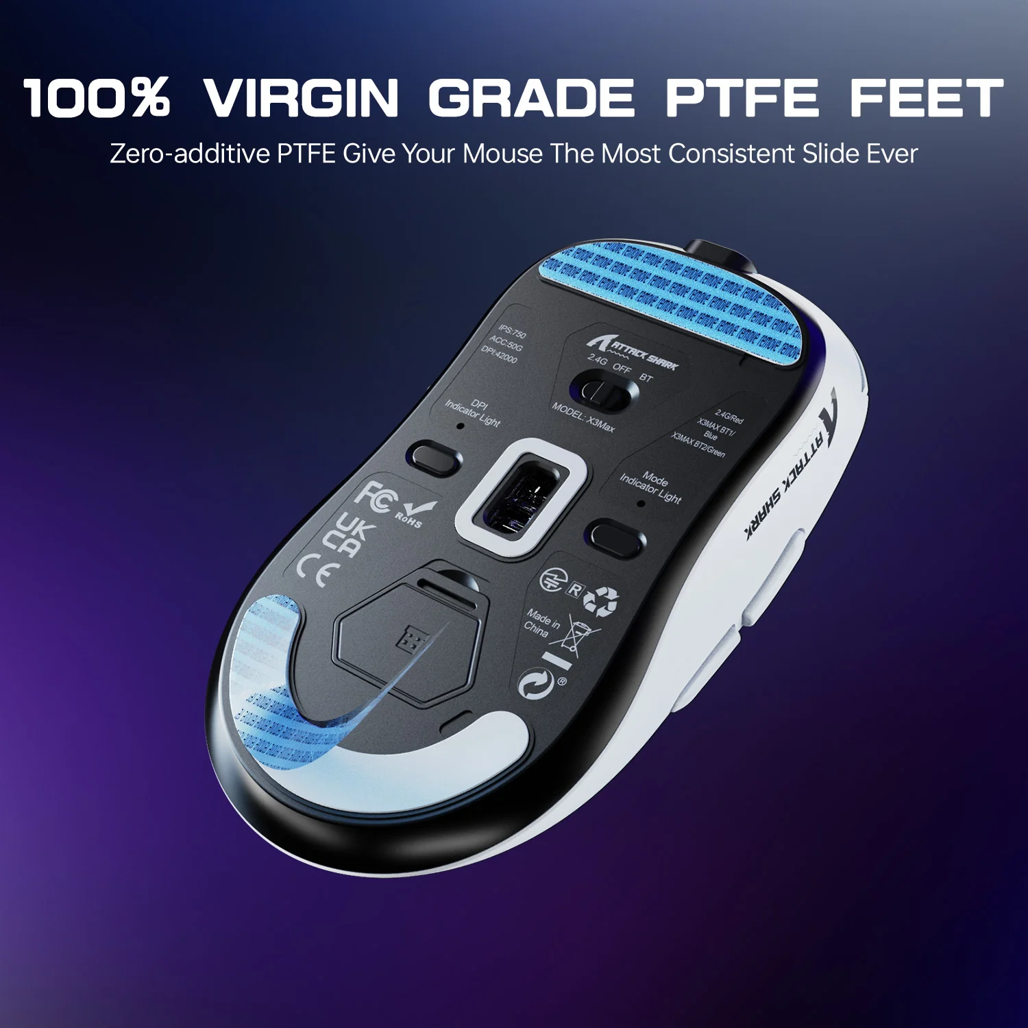 ATTACK SHARK X3MAX PAW3950 Wireless Gaming Mouse with C06 Mouse Coiled Cable - Image 9