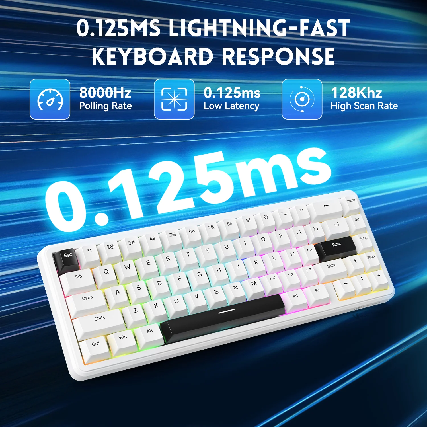 ATTACK SHARK X65 HE Magnetic Switch Rapid Trigger Keyboard With 8Khz Coiled Cable - Image 14