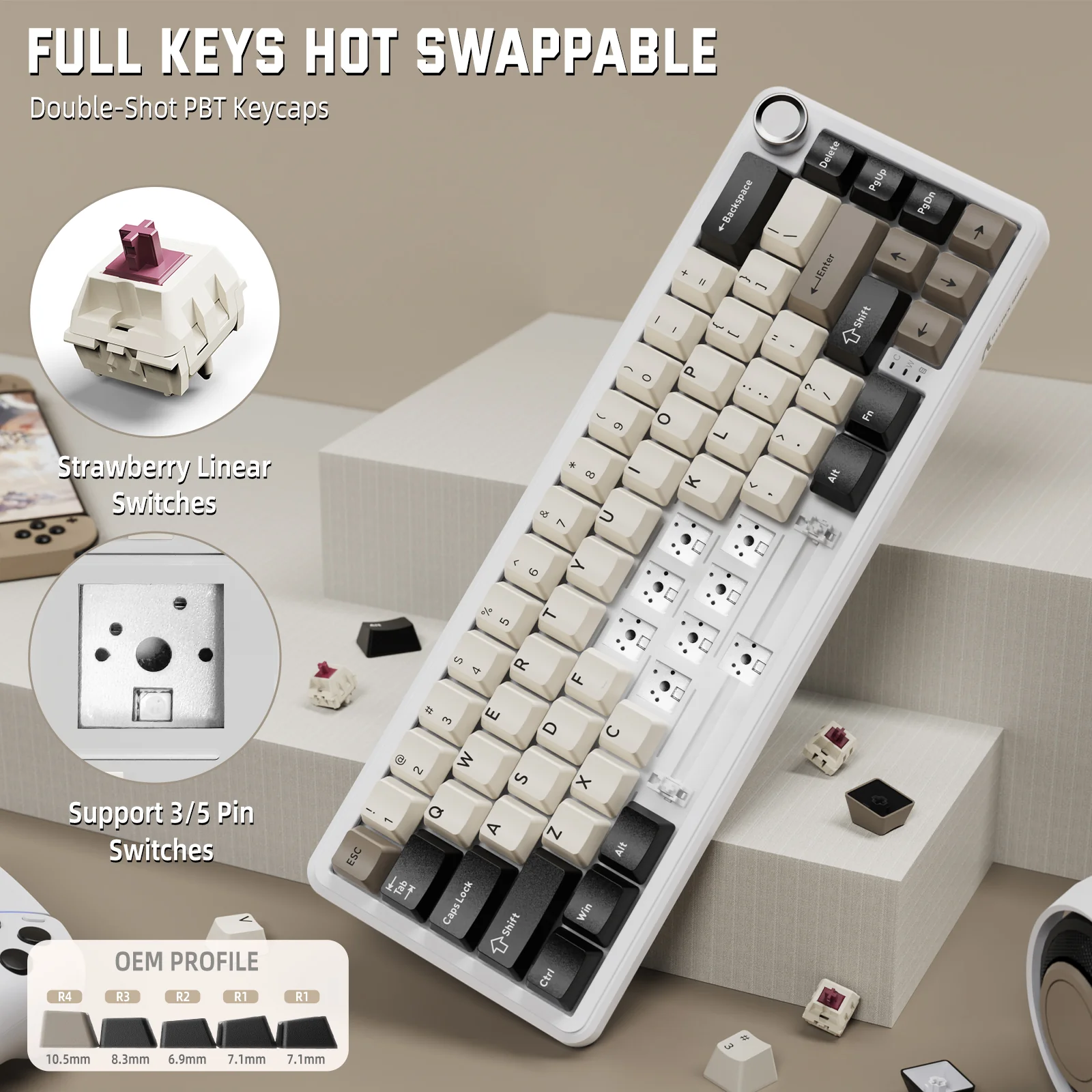 ATTACK SHARK X66 Wireless Mechanical Keyboard with Side Printed PBT Keycaps - Image 25