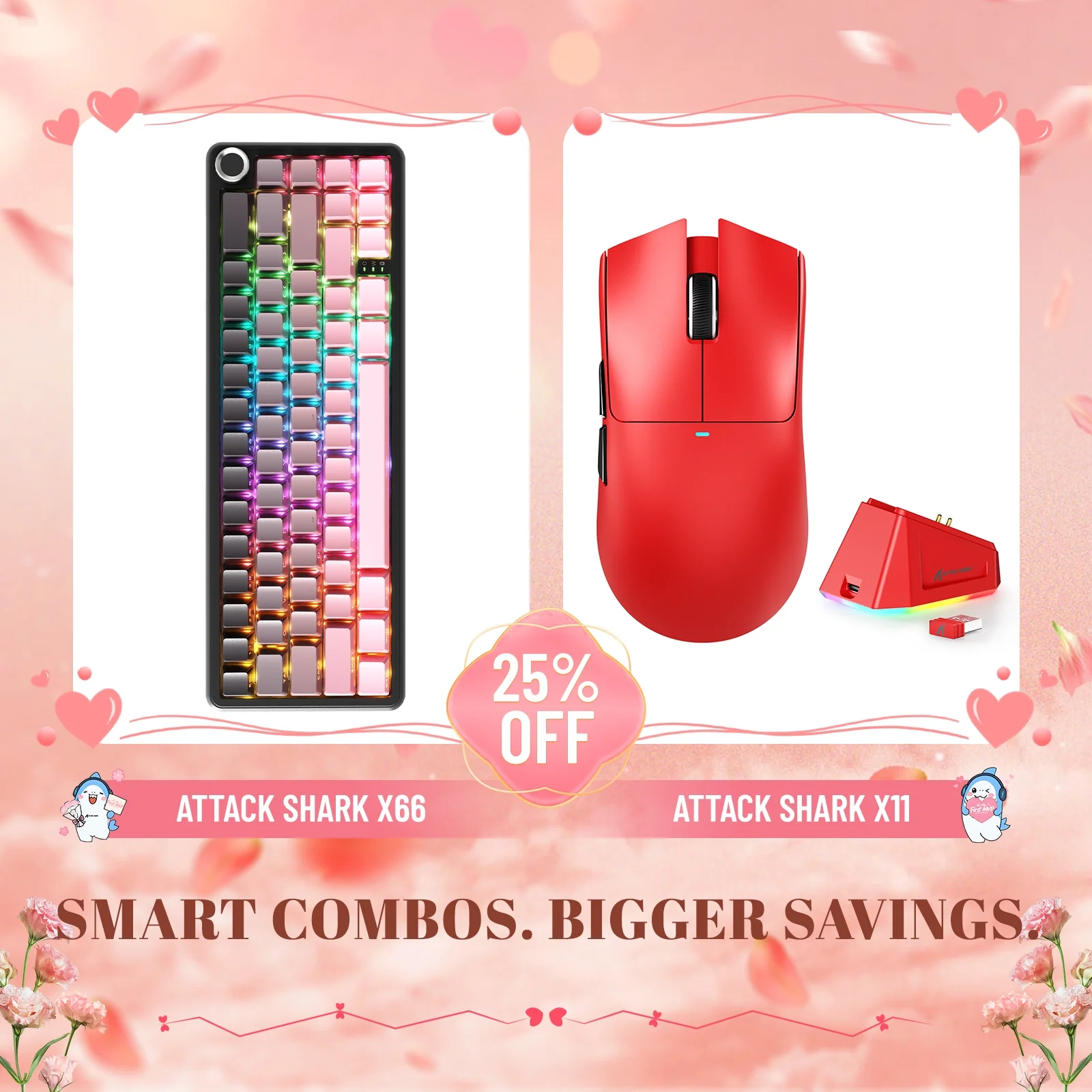 ATTACK SHARK X66 Wireless Mechanical Keyboard + X11 Wireless Gaming Mouse Bundle - Image 11