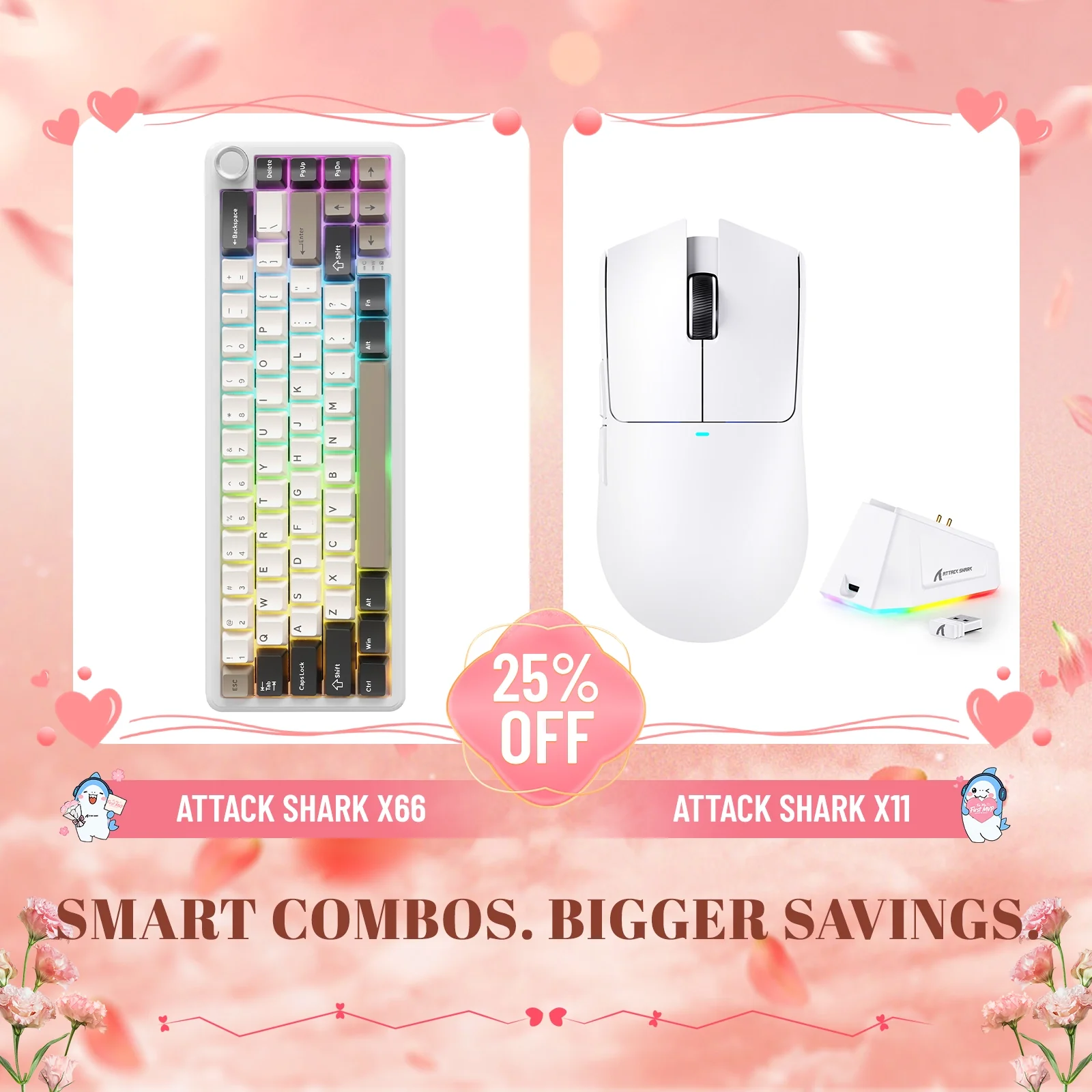 ATTACK SHARK X66 Wireless Mechanical Keyboard + X11 Wireless Gaming Mouse Bundle - Image 3