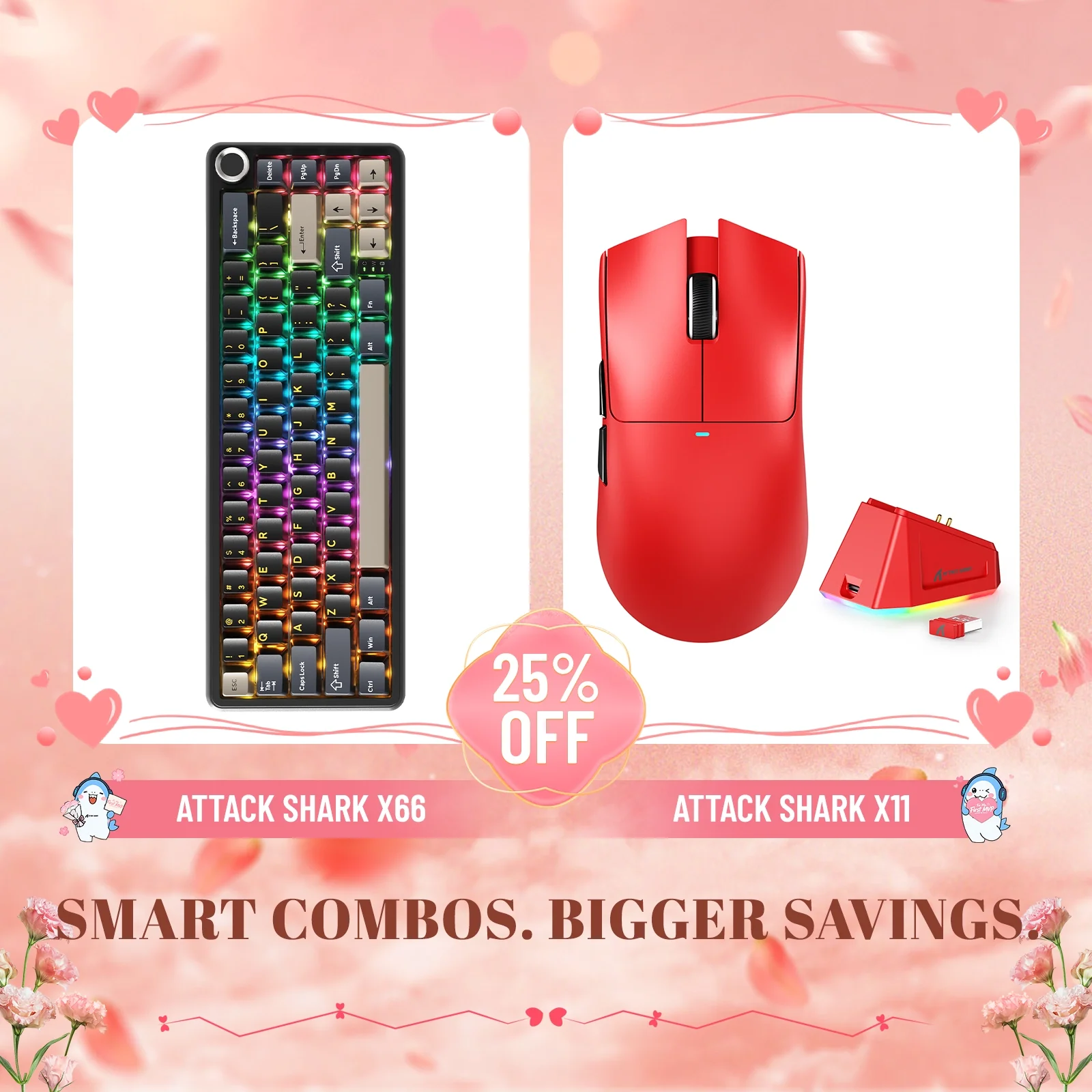 ATTACK SHARK X66 Wireless Mechanical Keyboard + X11 Wireless Gaming Mouse Bundle - Image 5