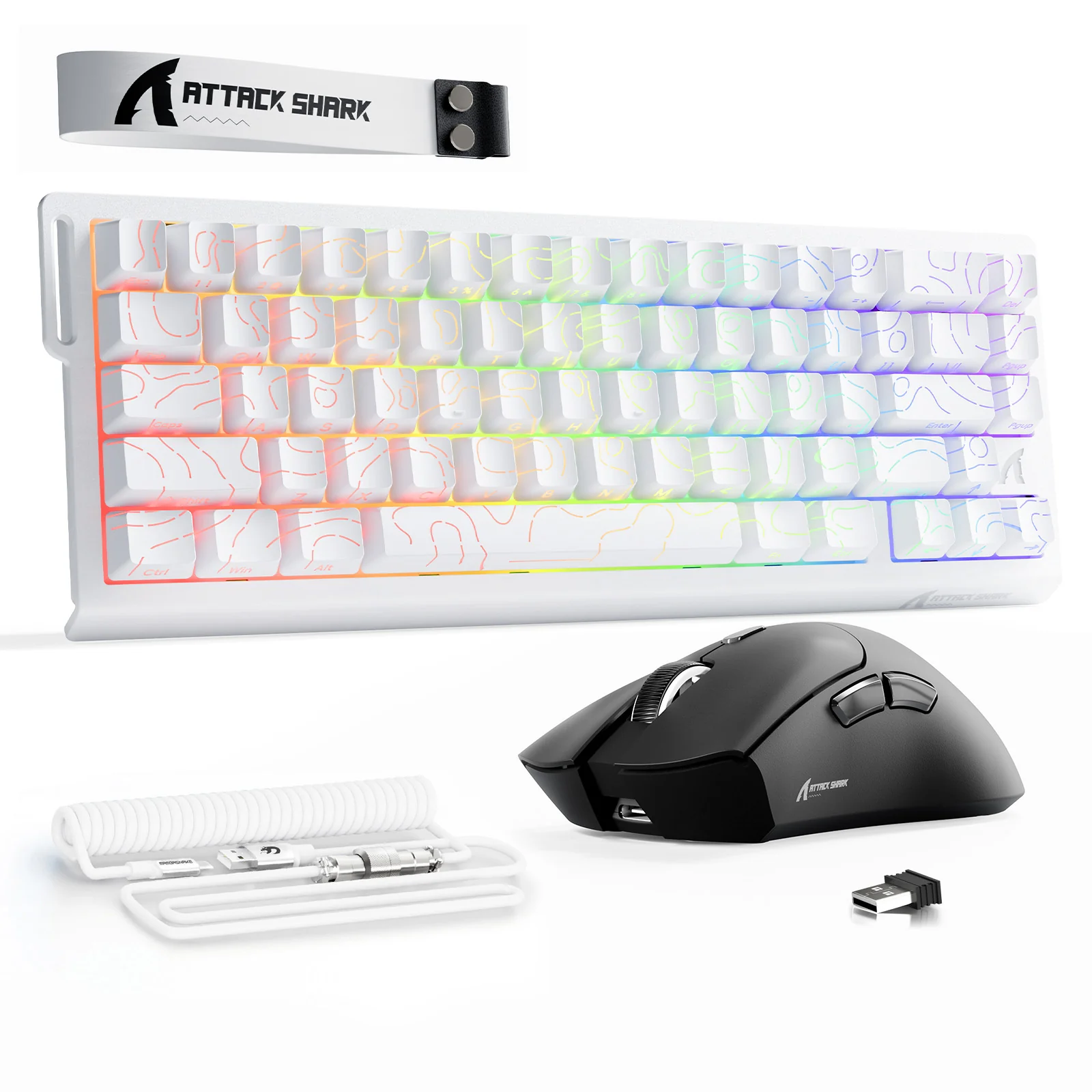 ATTACK SHARK X68HE Rapid Trigger Keyboard + R1 Wireless Gaming Mouse + C01 Coiled Cable Bundle - Image 7