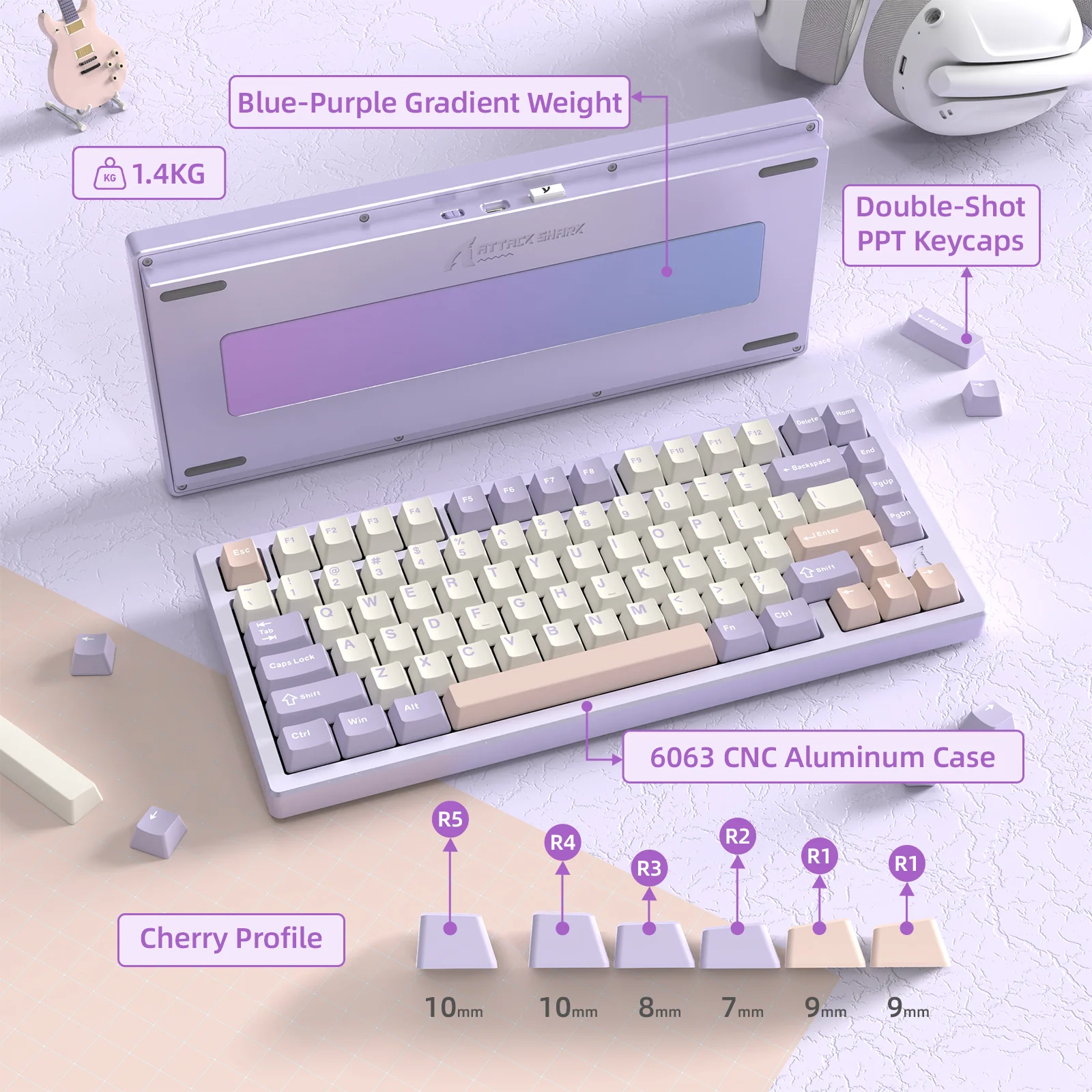 ATTACK SHARK X75 Full Aluminum Keyboard - Image 15