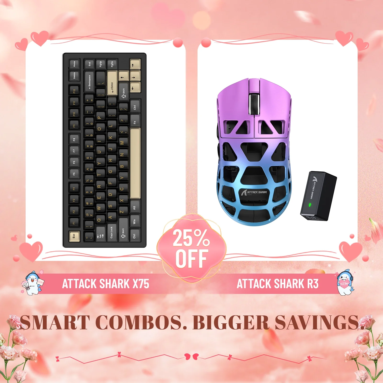 ATTACK SHARK X75 Full Aluminum Keyboard + R3 Magnesium Alloy Gaming Mouse Bundle - Image 4
