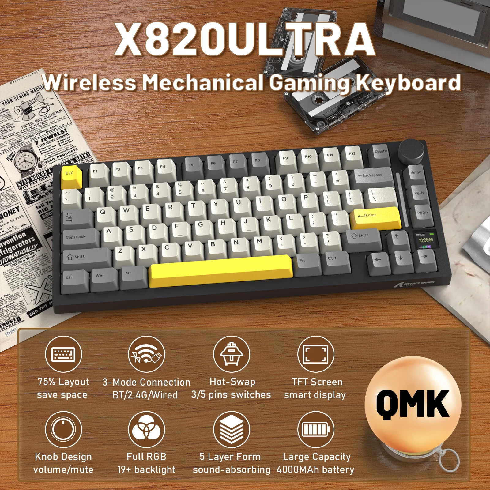 ATTACK SHARK X820ULTRA Mechanical Keyboard with C01ULTRA Coiled Cable - Image 41