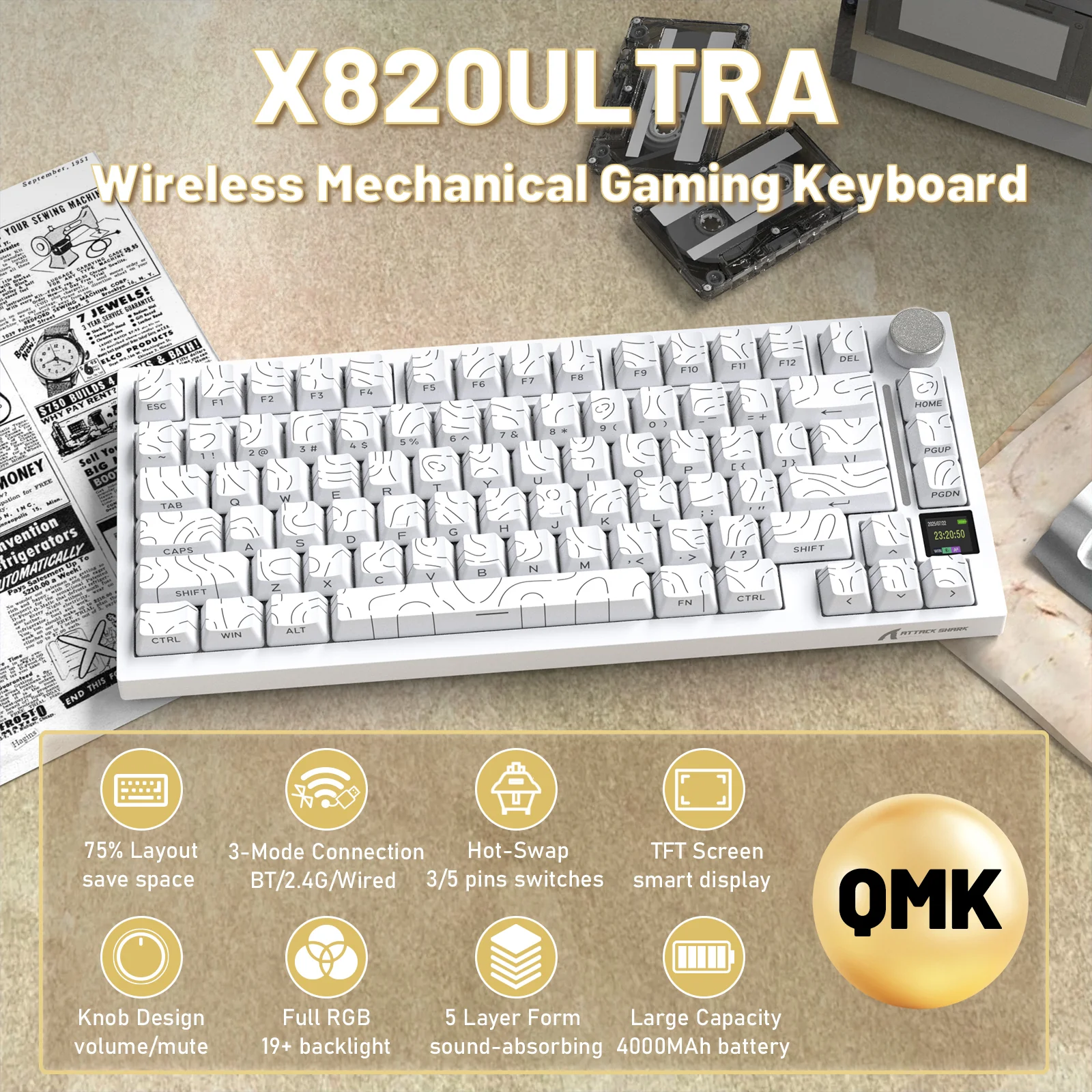 ATTACK SHARK X820ULTRA Mechanical Keyboard with C01ULTRA Coiled Cable - Image 68